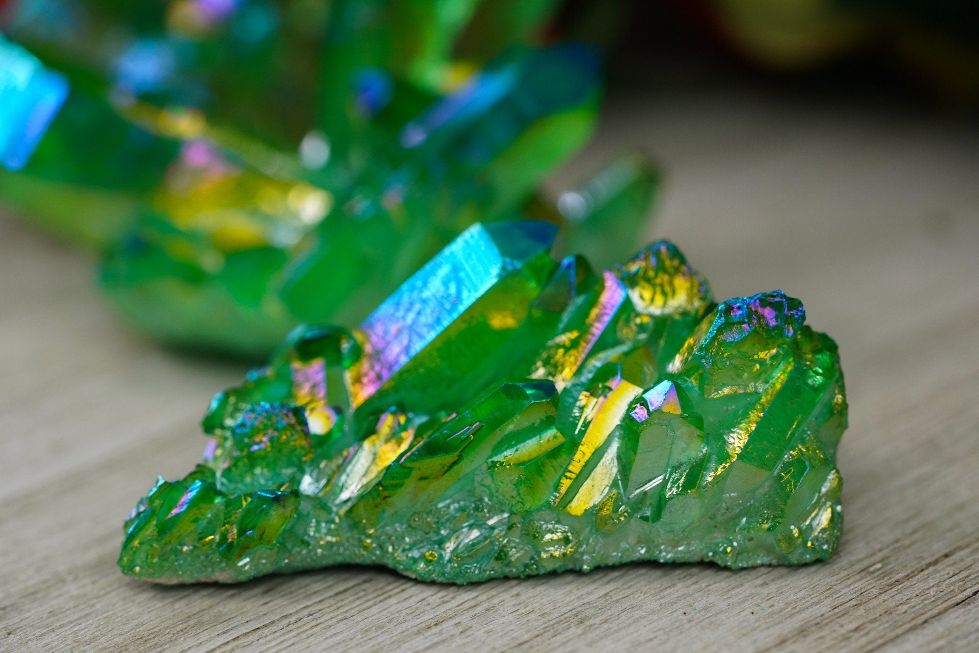 Green Aura Quartz Crystal Cluster