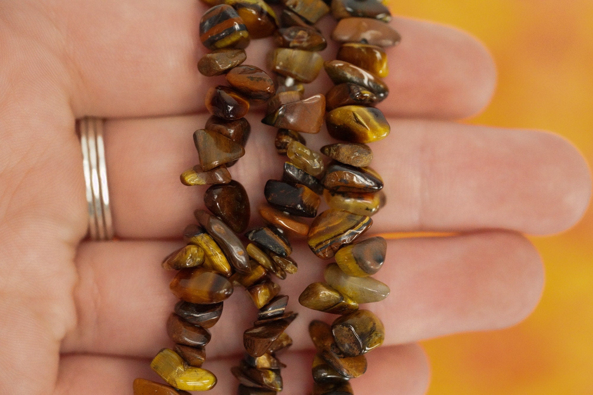 Tigers Eye Tumbled Stone Crystal Chip Bracelet