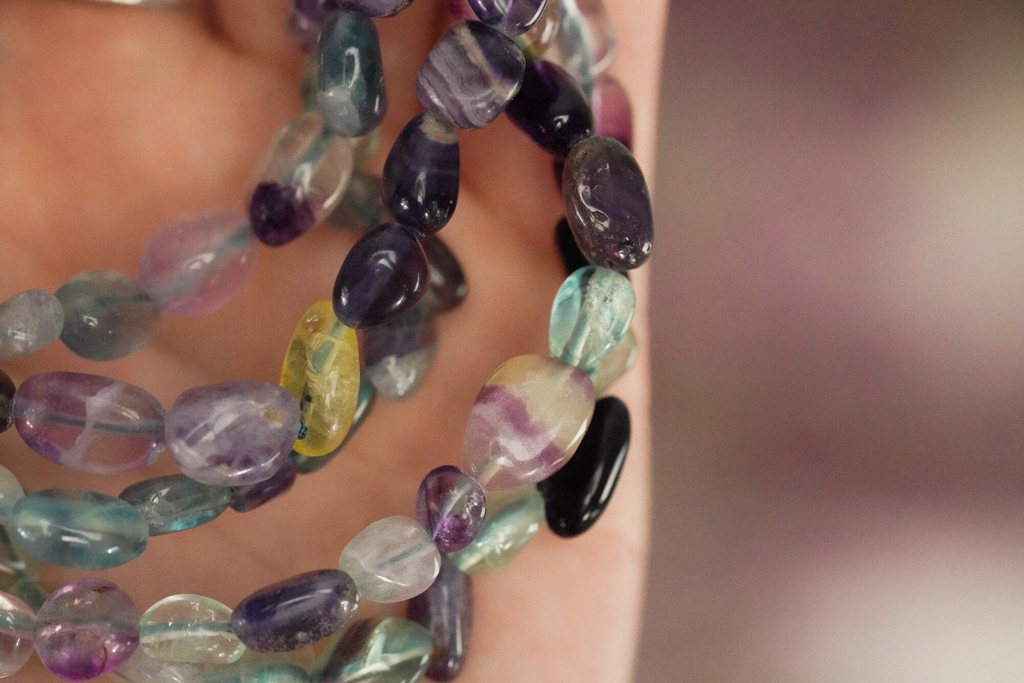 Rainbow Fluorite Tumbled Stone Bracelet