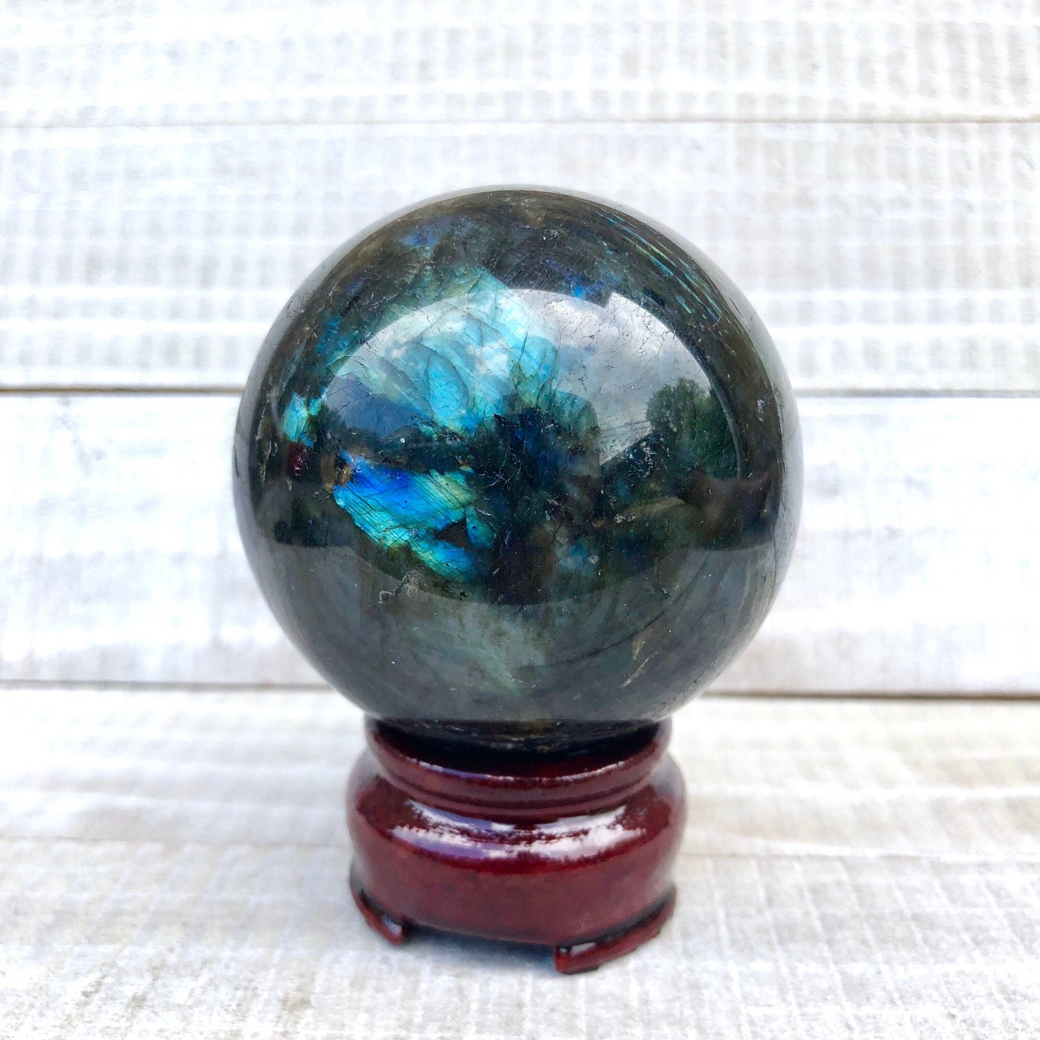 Wooden Crystal Ball Stand