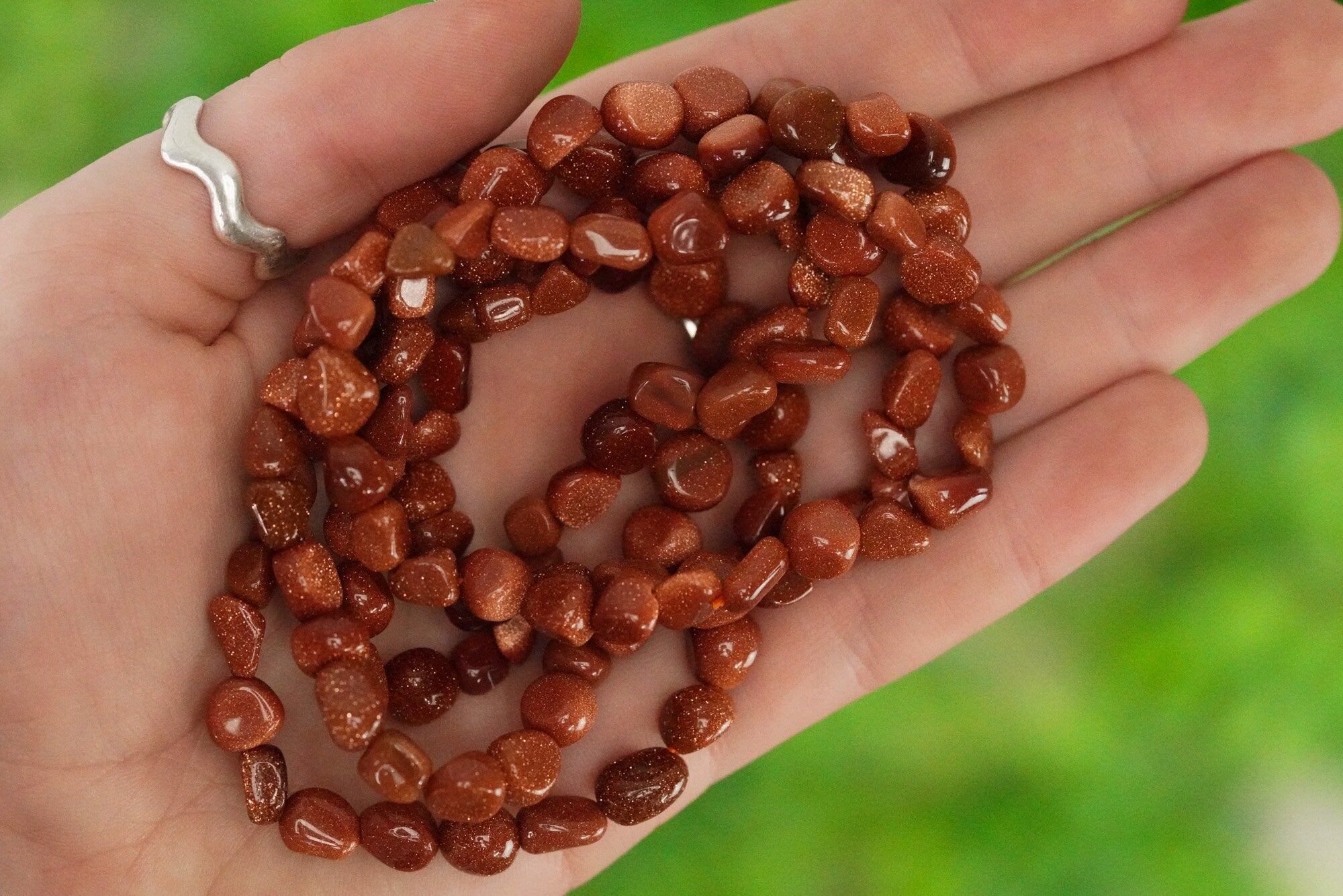 Red Goldstone Tumbled Stone Bracelet