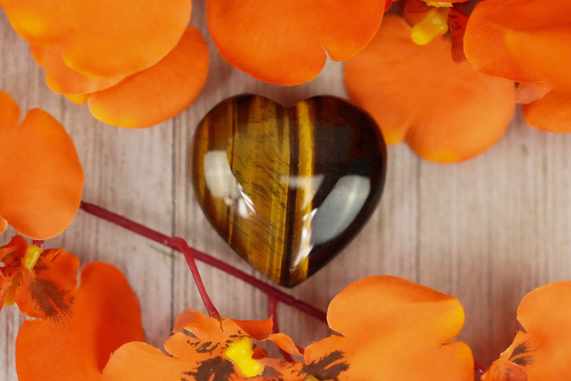 Large Tigers Eye Crystal Heart