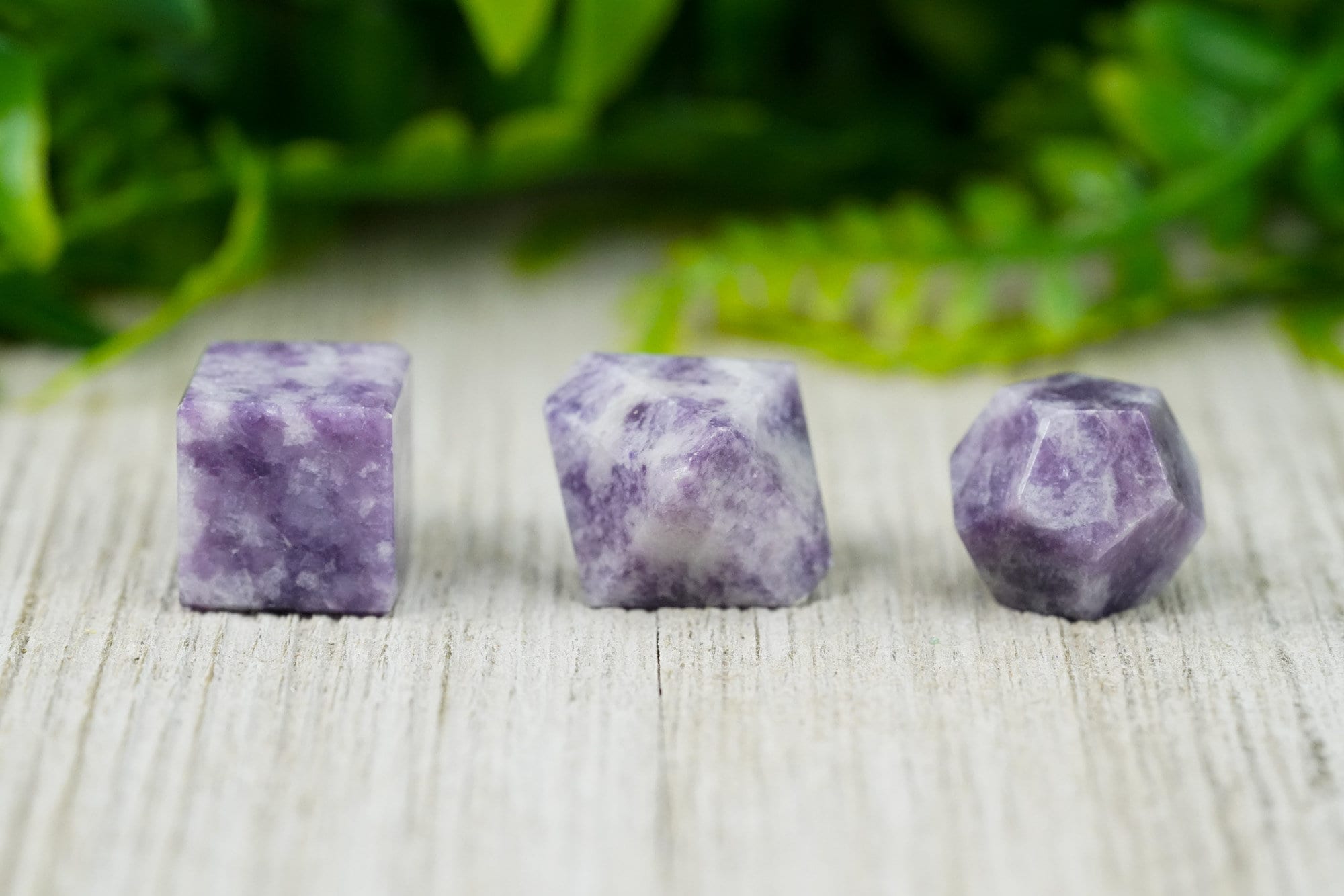 Lepidolite crystal sacred platonic geometry set