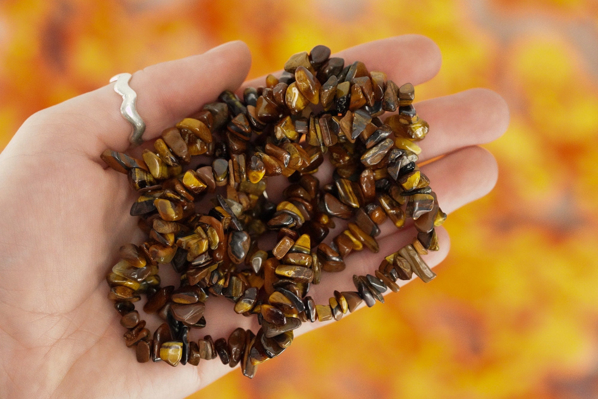 Tigers Eye Tumbled Stone Crystal Chip Bracelet