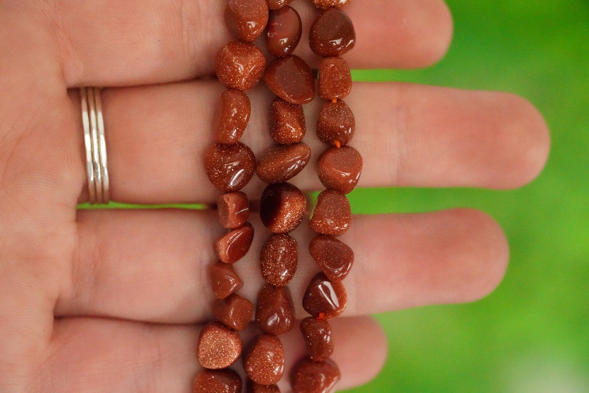 Red Goldstone Tumbled Stone Bracelet