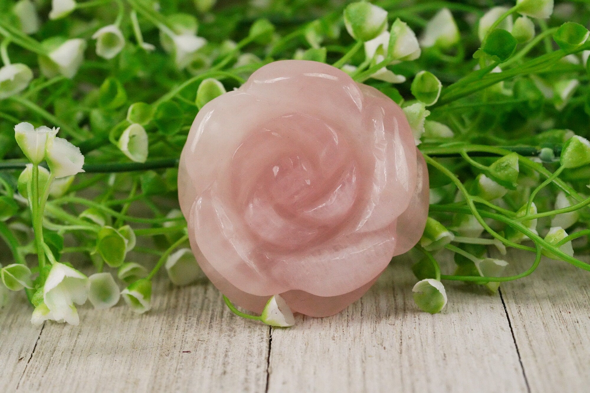 Rose Quartz Large Carved Rose