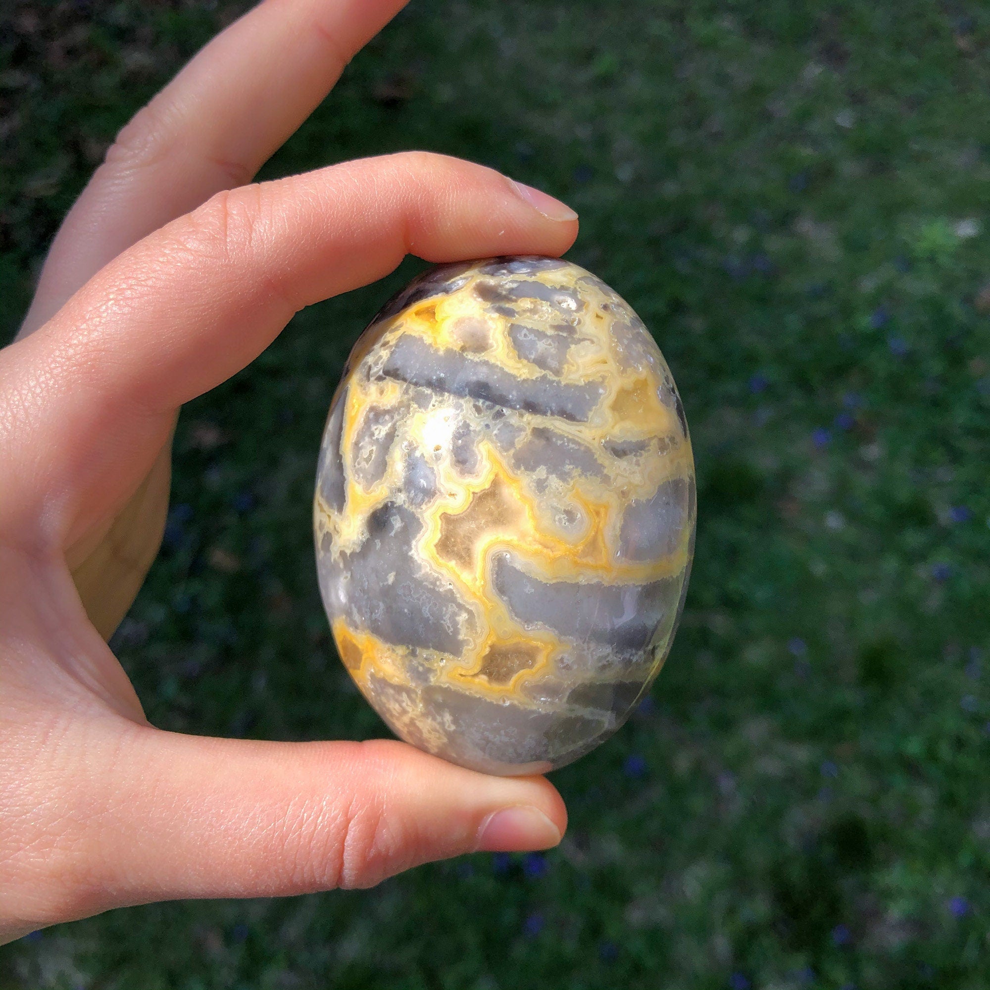 Crazy Lace Agate Palm Stone