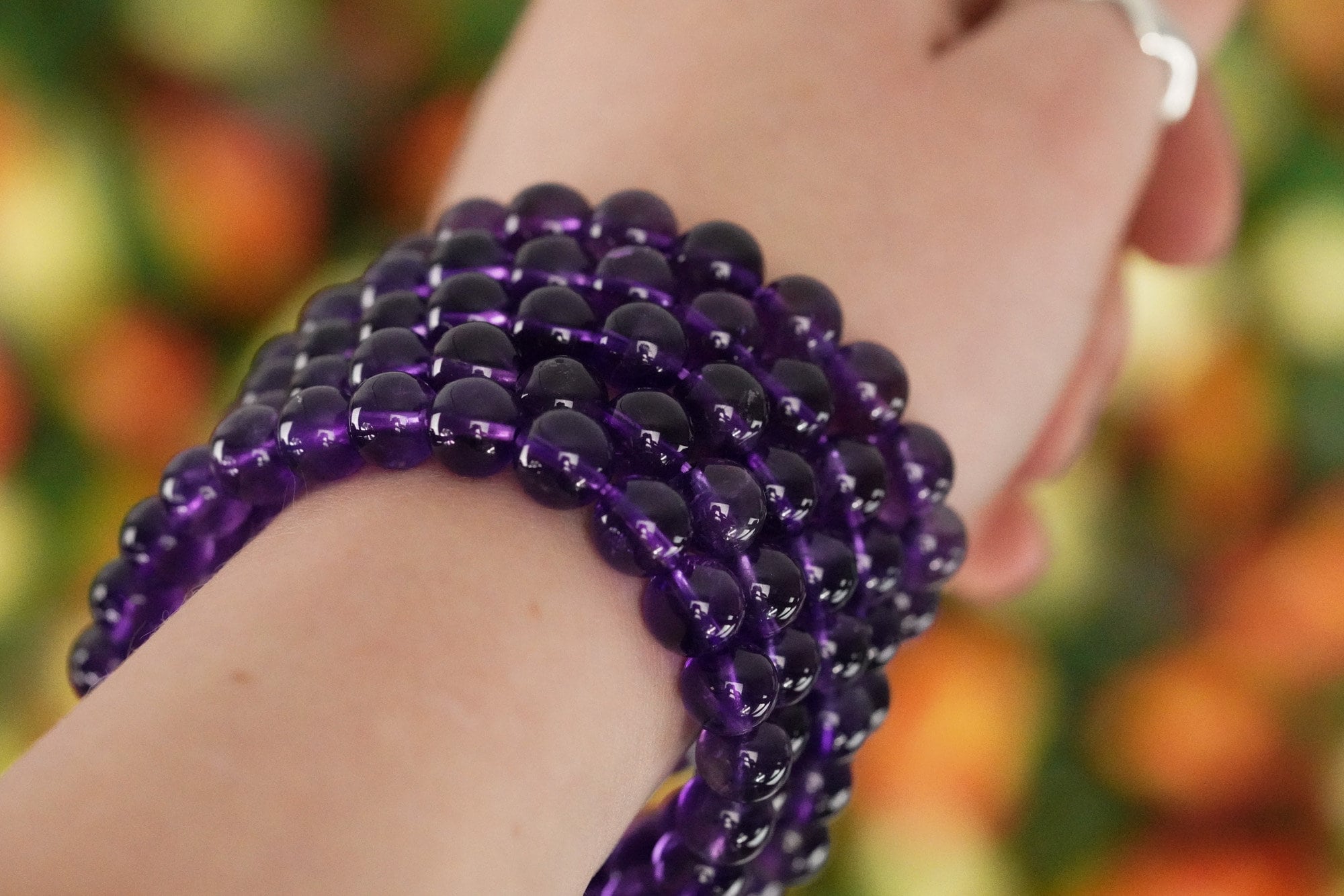 Amethyst 8mm beads Crystal Bracelet