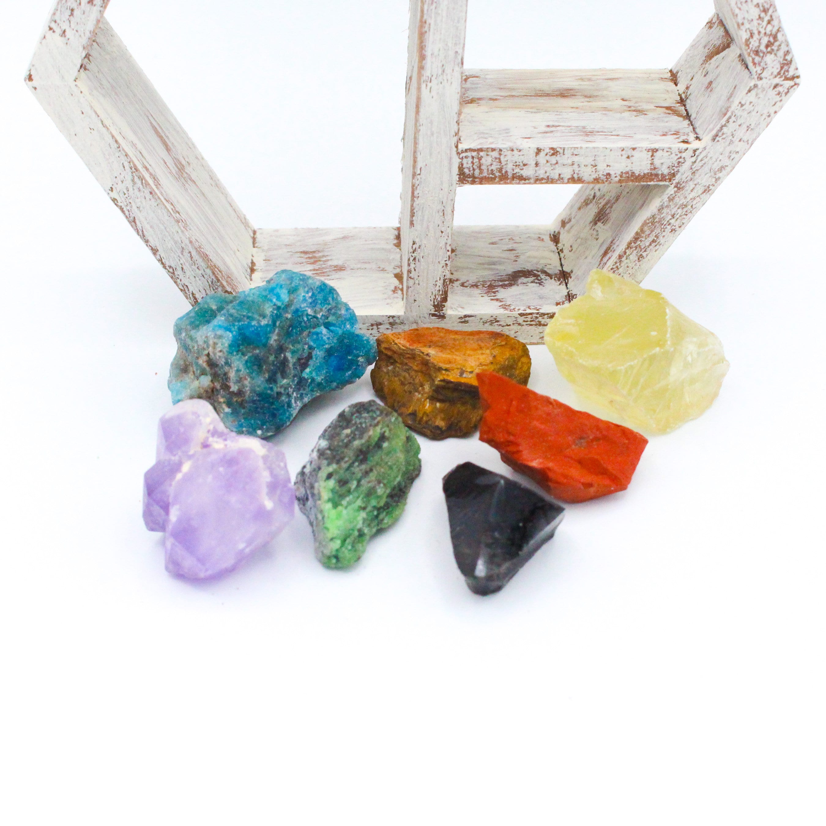 Raw Seven Chakra Crystal Shelf