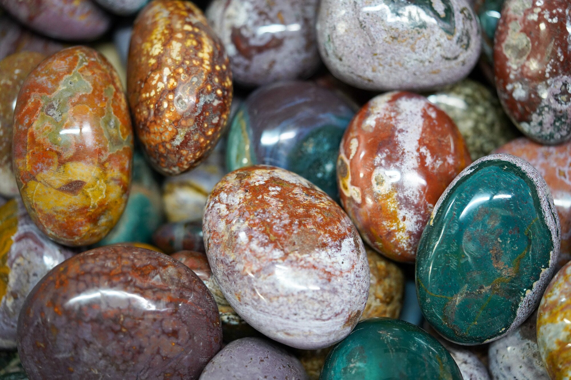 Orbicular Jasper Palm Stone Ocean Jasper