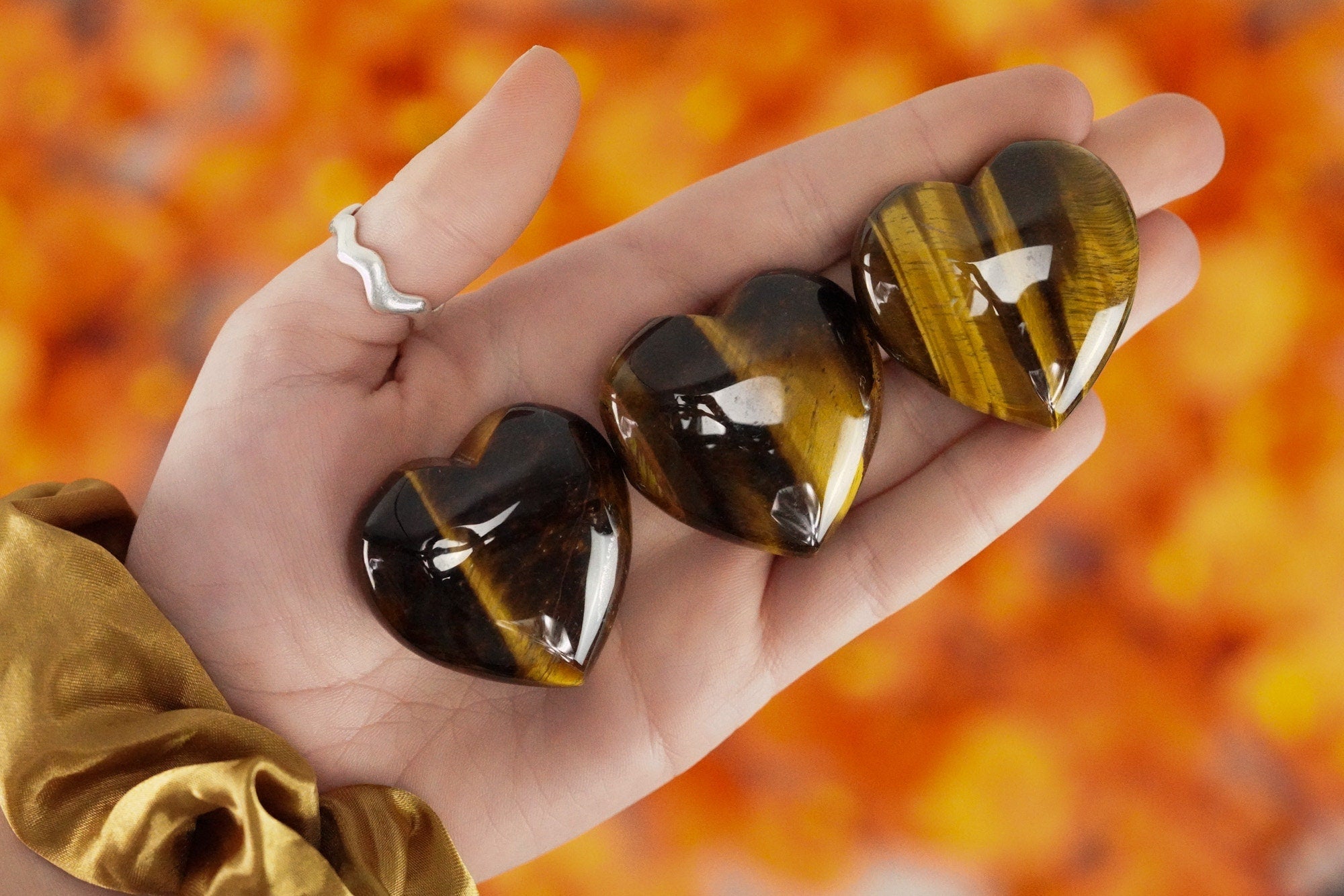 Large Tigers Eye Crystal Heart