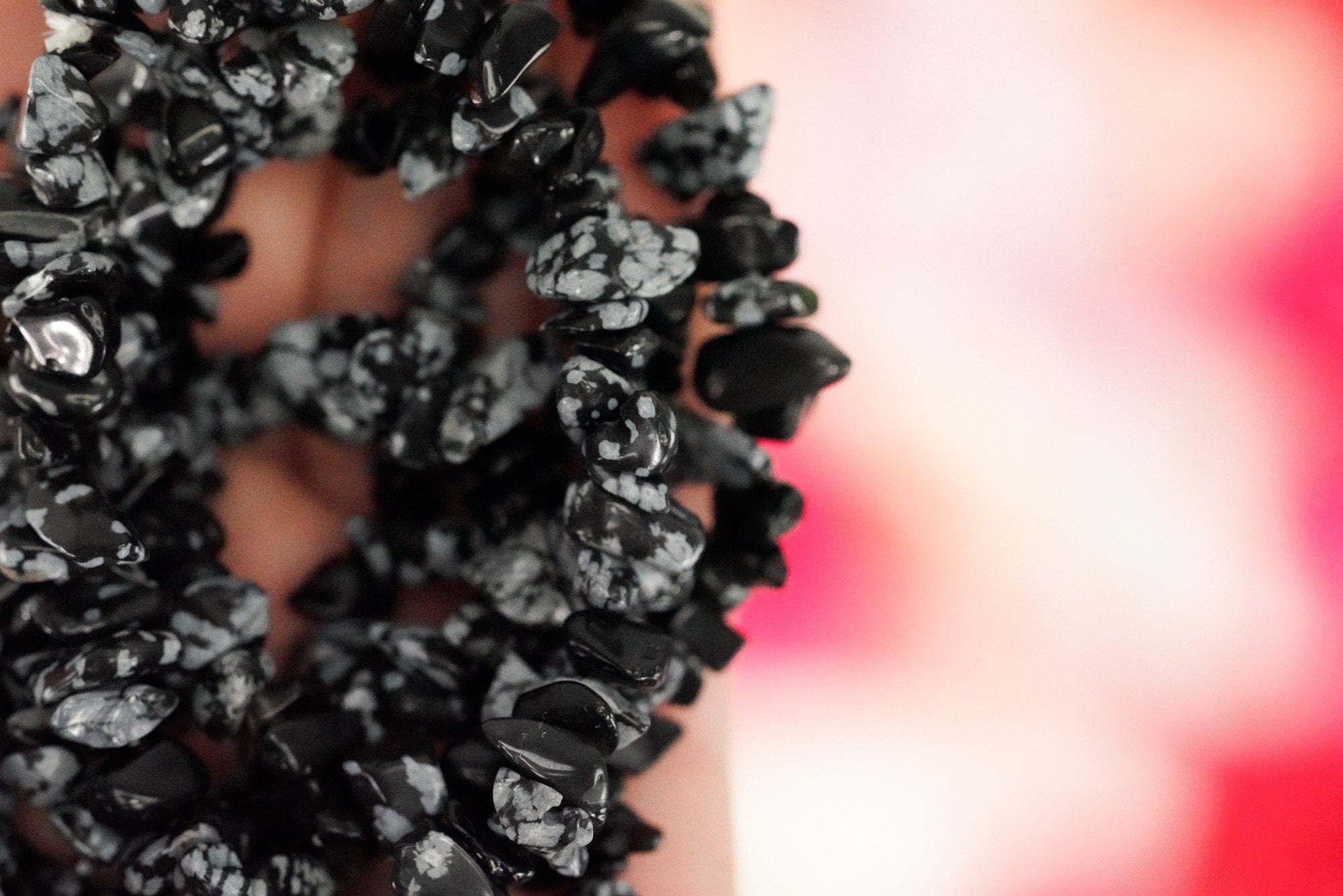 Snowflake Obsidian Tumbled Stone Crystal Chip Bracelet