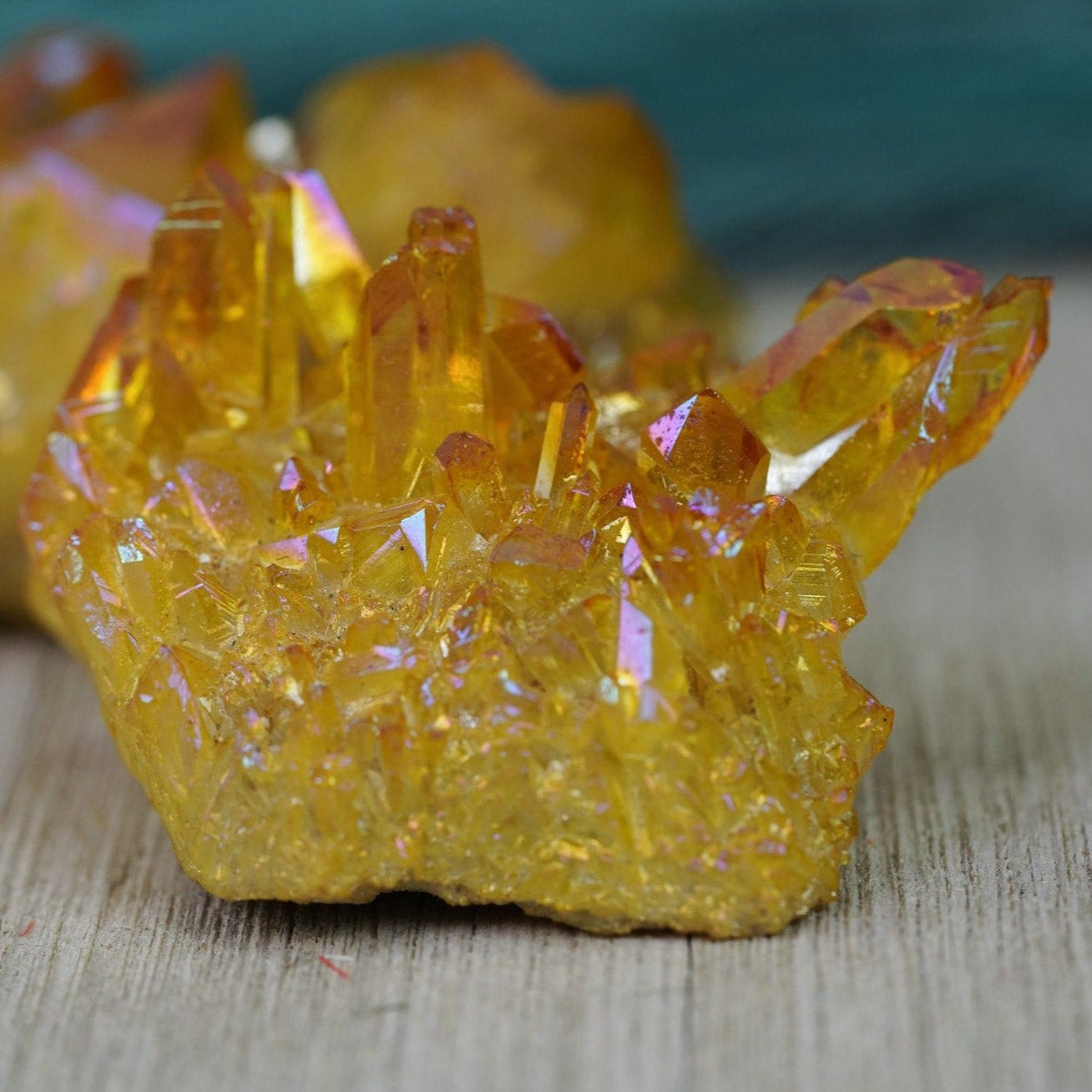 Yellow Aura Quartz Crystal Cluster