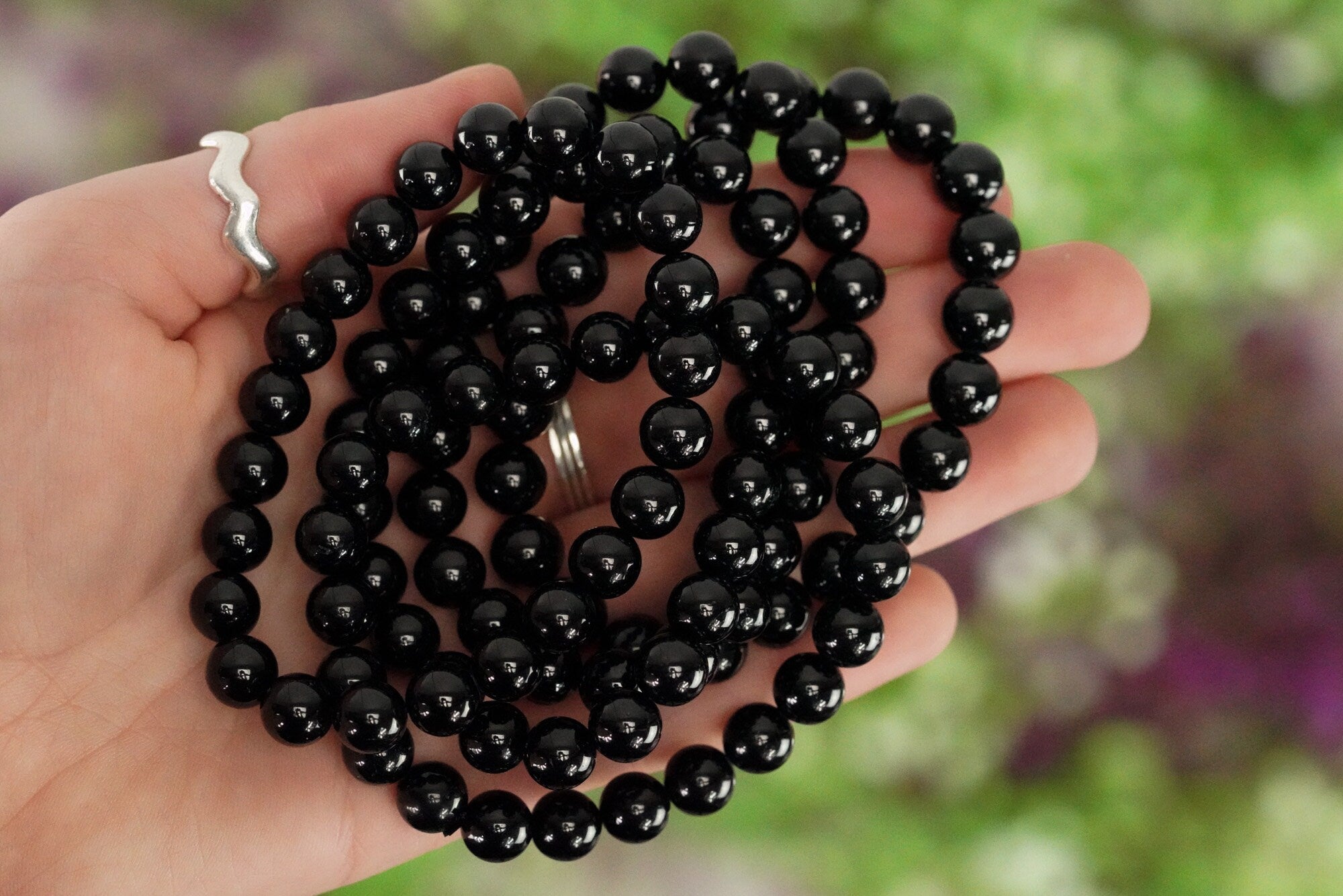 Black Tourmaline 8mm beads Stone Crystal Bracelet