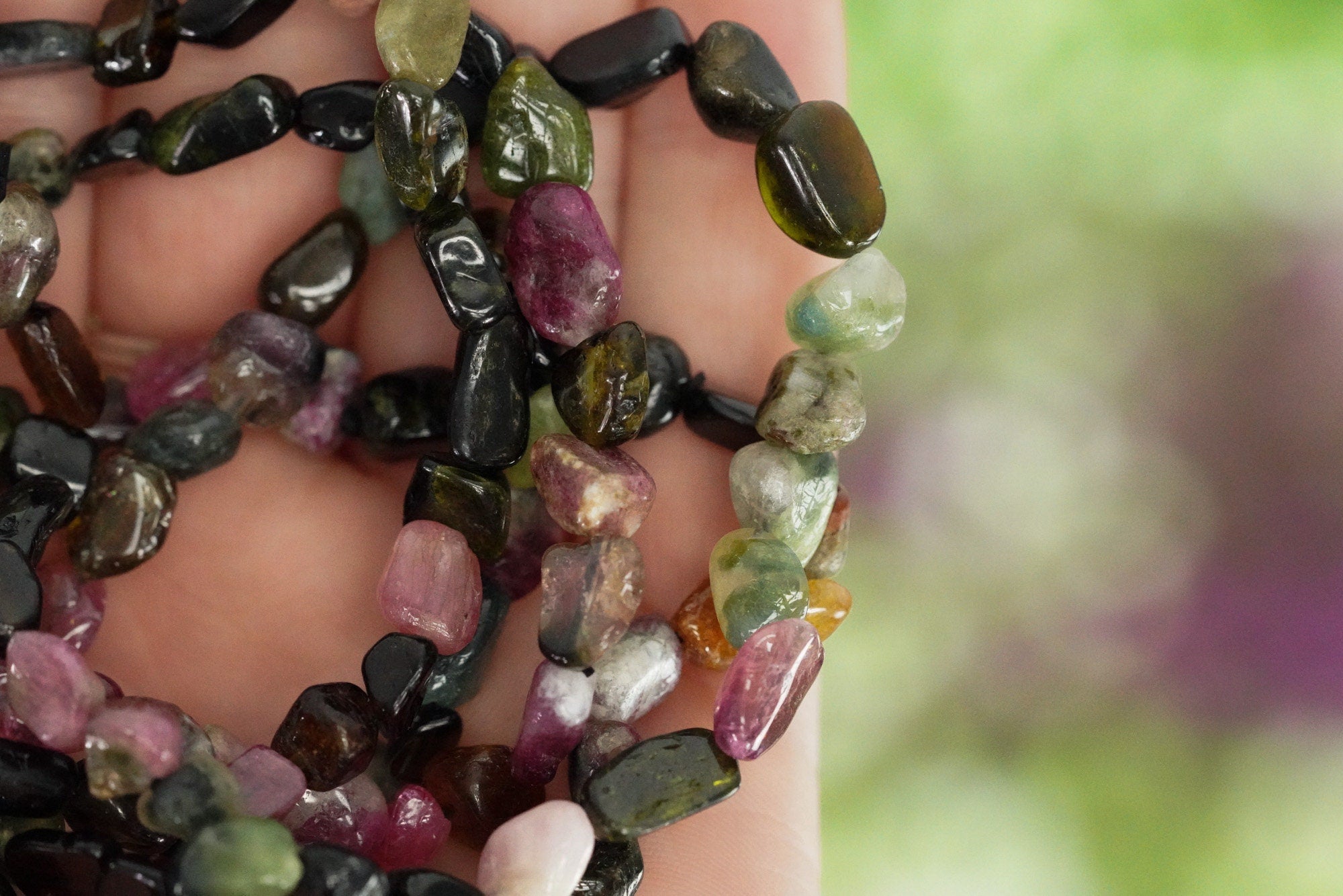 Multicolor Tourmaline Tumbled Stone Bracelet