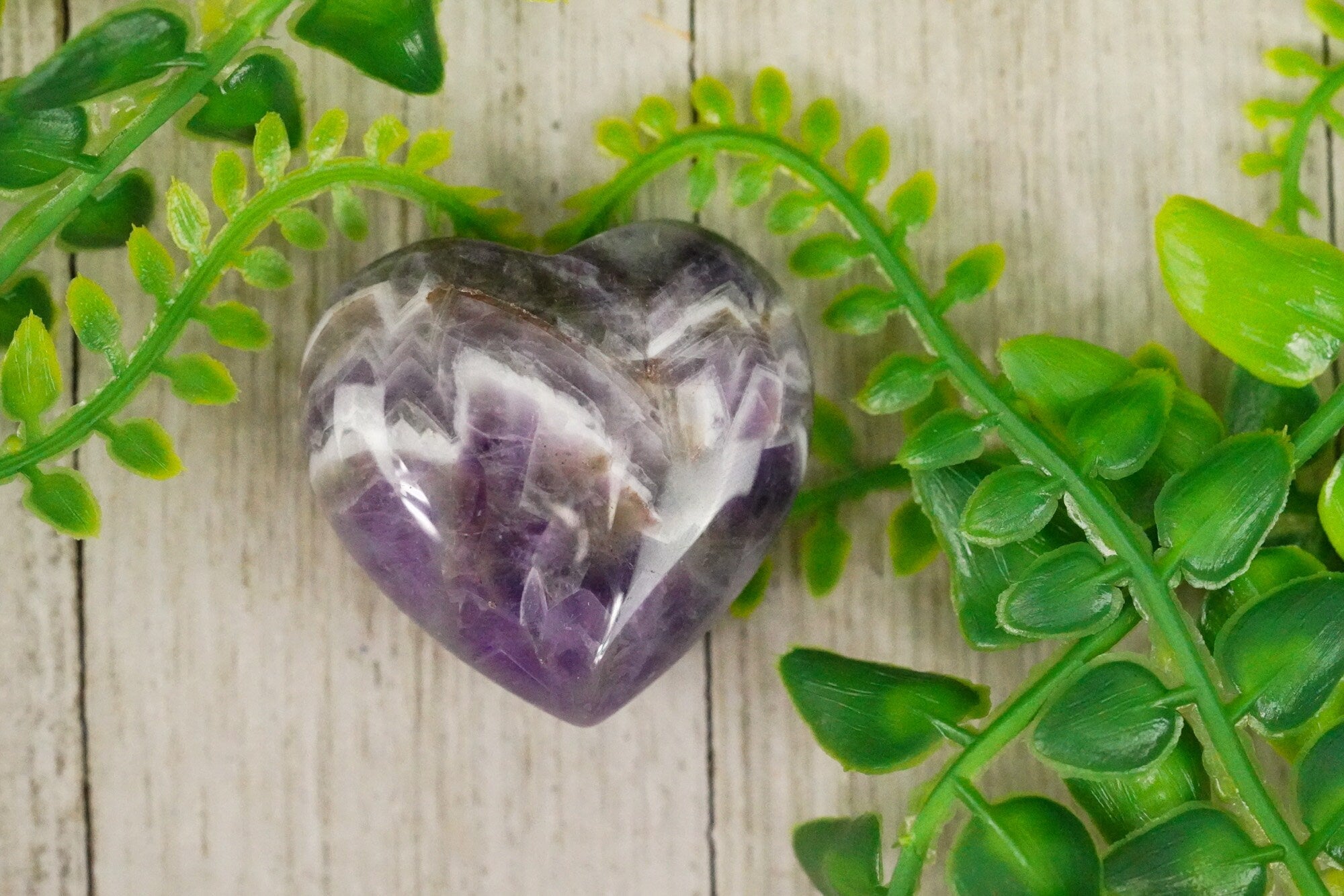 Large Chevron Amethyst Crystal Heart