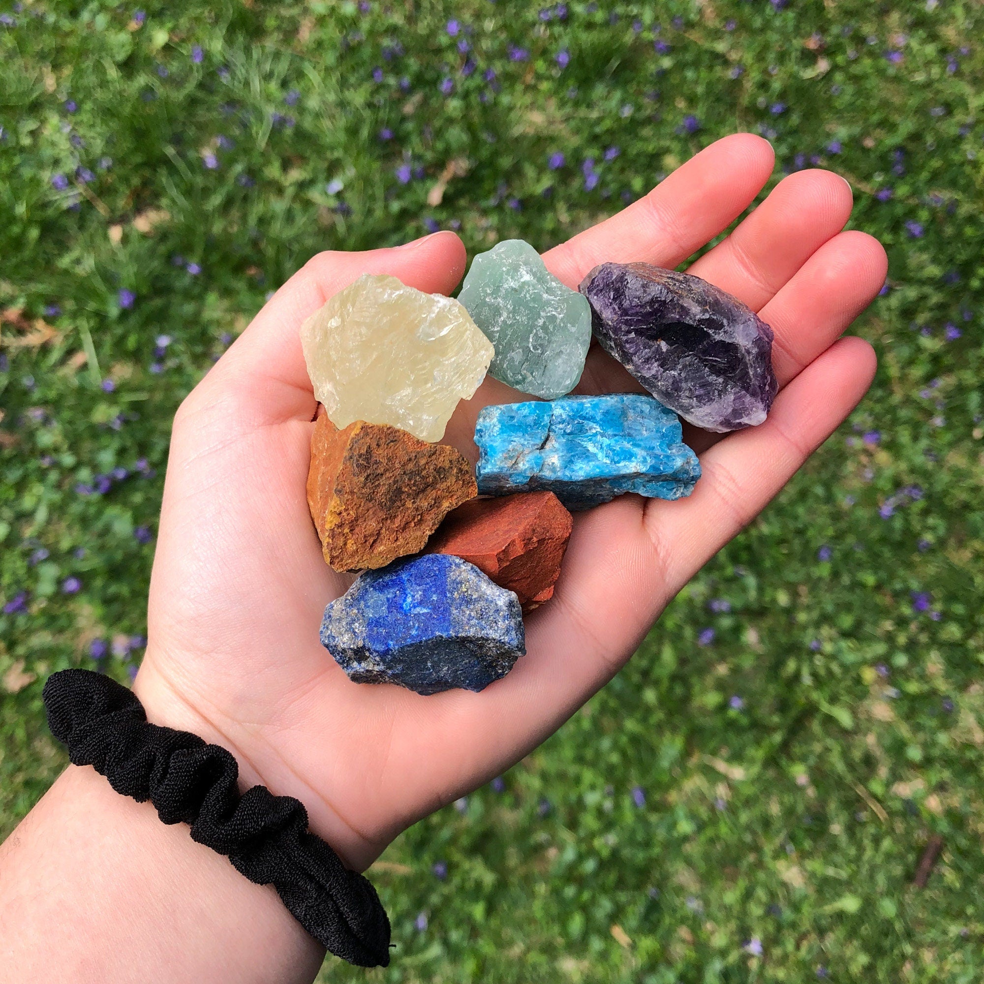 Raw Natural Crystals, Chakra Stones, 7 Piece Starter Set