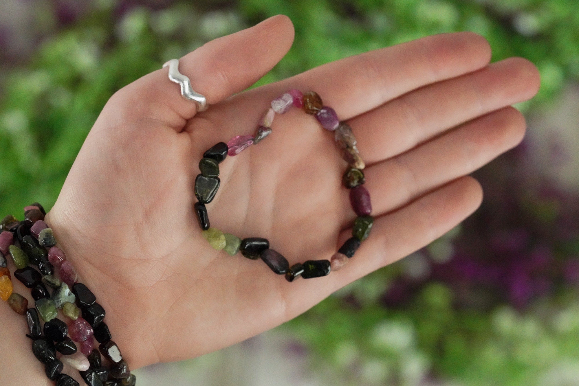 Multicolor Tourmaline Tumbled Stone Bracelet