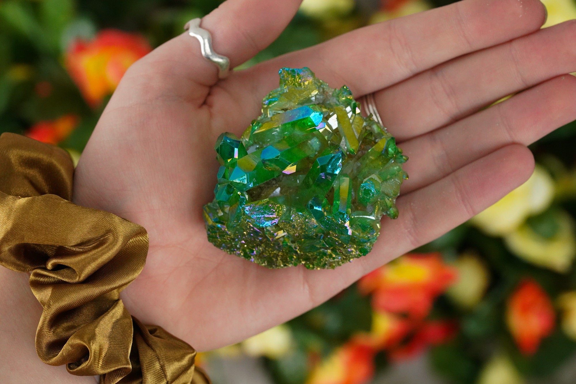 Green Aura Quartz Crystal Cluster