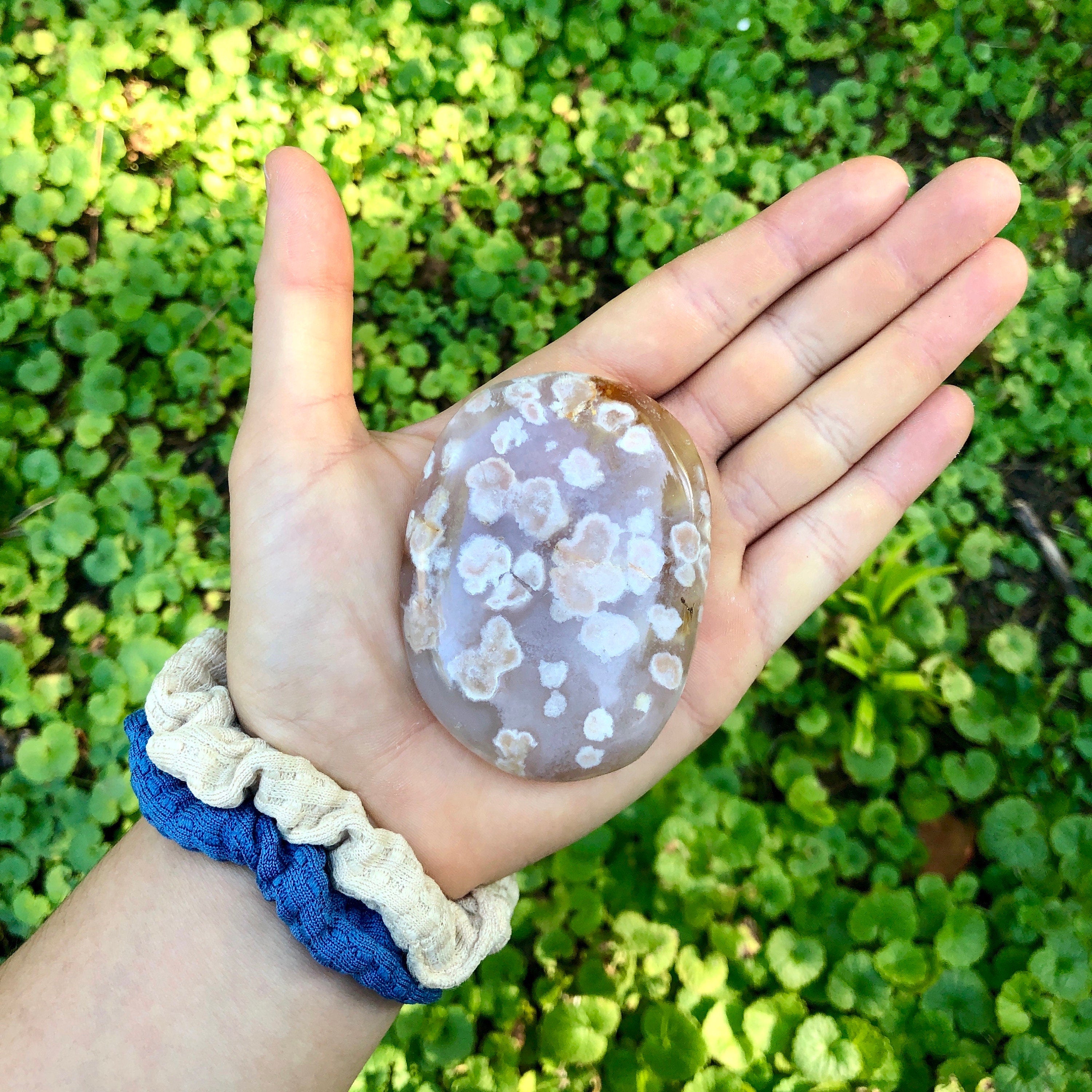 Cherry Blossom Agate Palm stone, Flower Agate, Sakura Agate