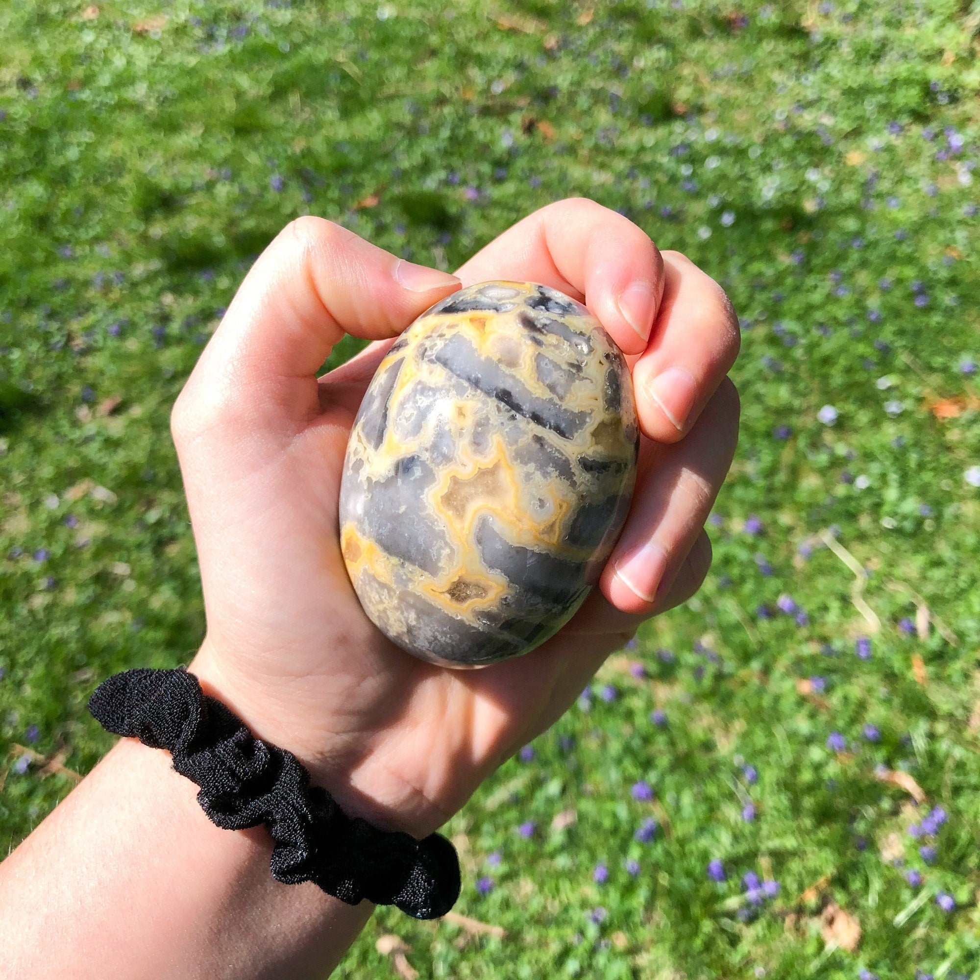 Crazy Lace Agate Palm Stone