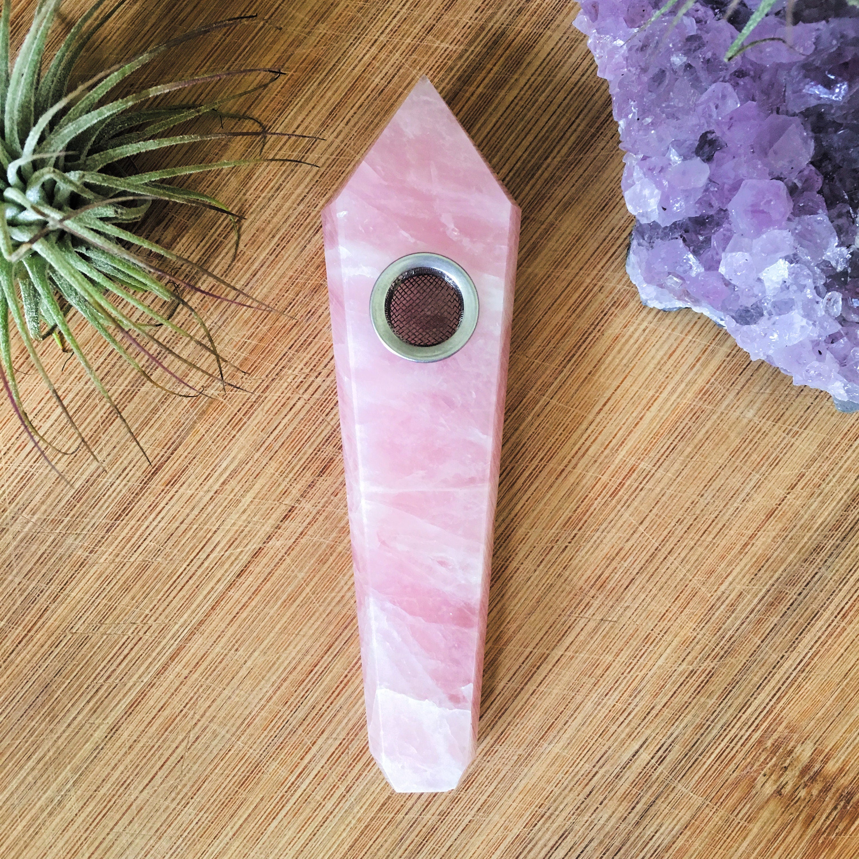 Rose Quartz Crystal Pipe