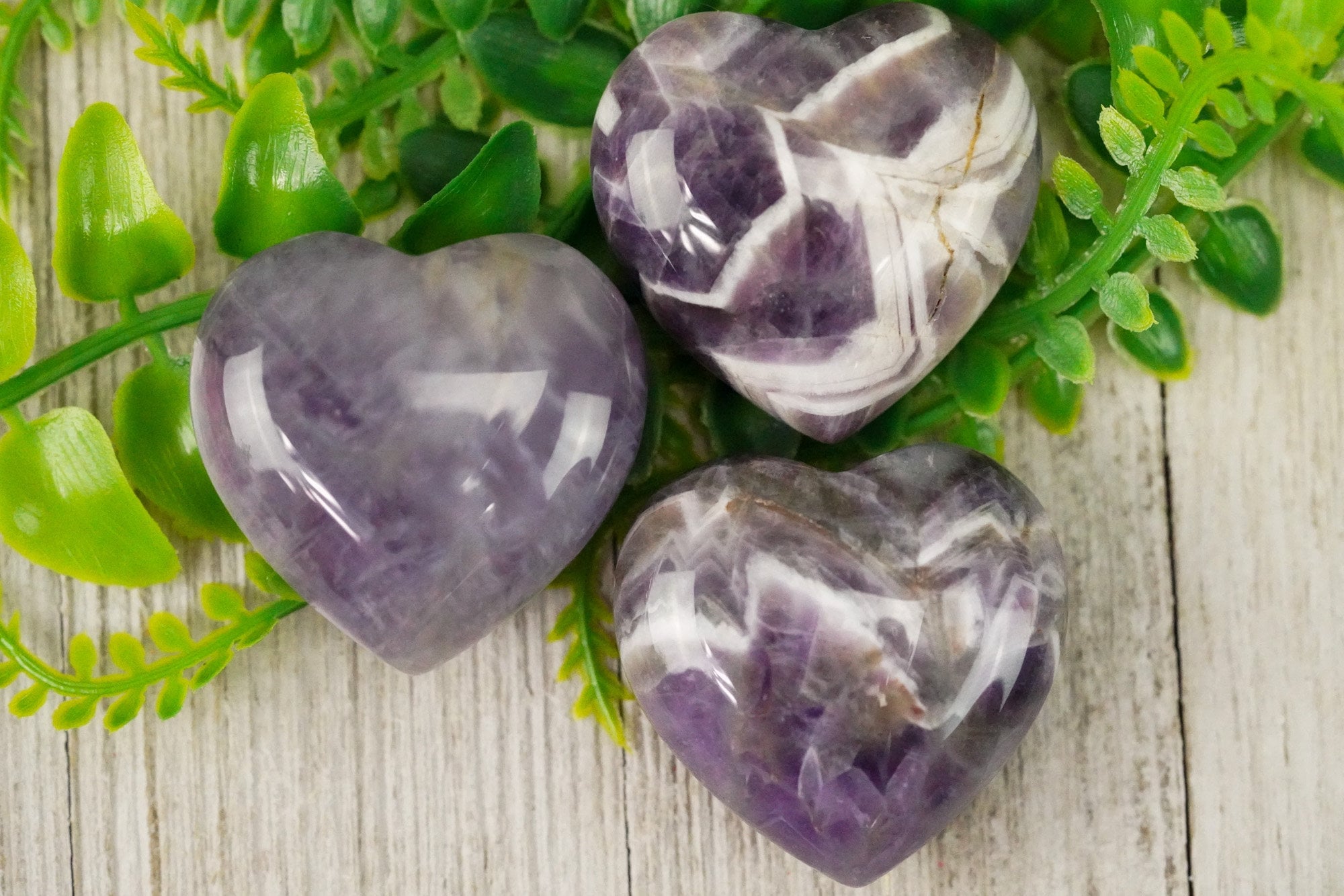 Large Chevron Amethyst Crystal Heart