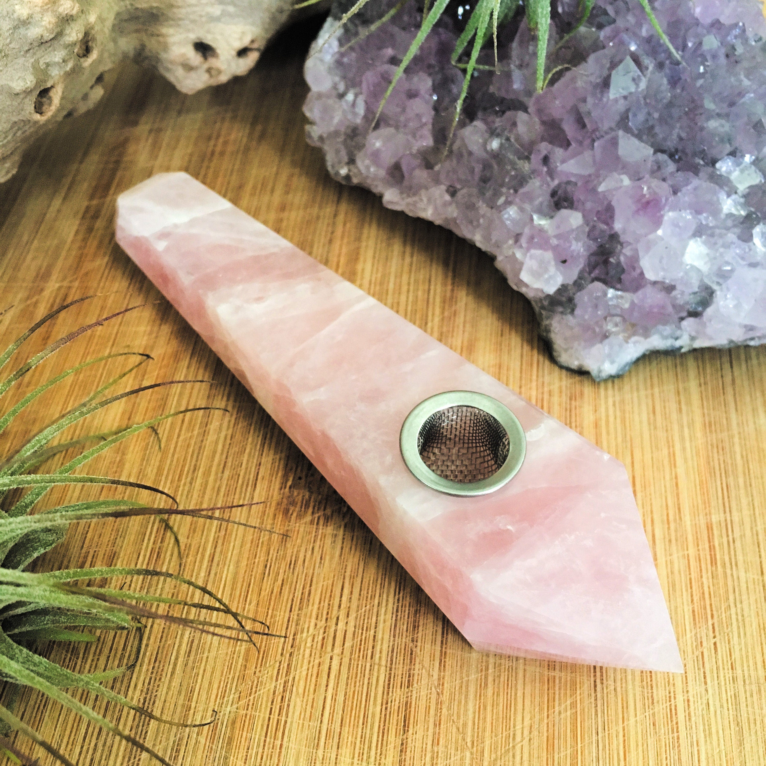 Rose Quartz Crystal Pipe