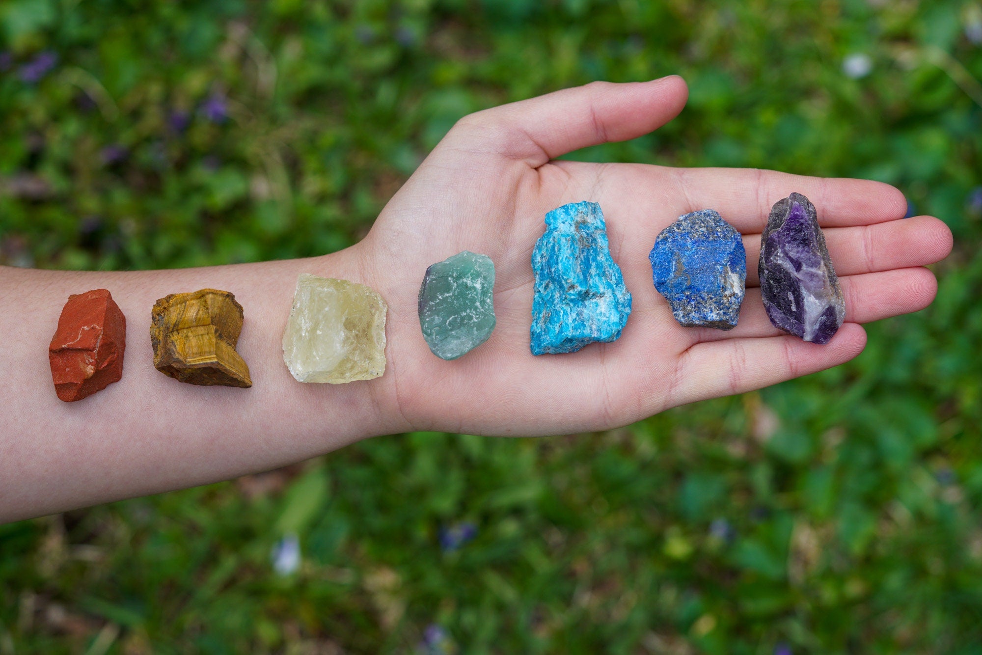 Raw Natural Crystals, Chakra Stones, 7 Piece Starter Set