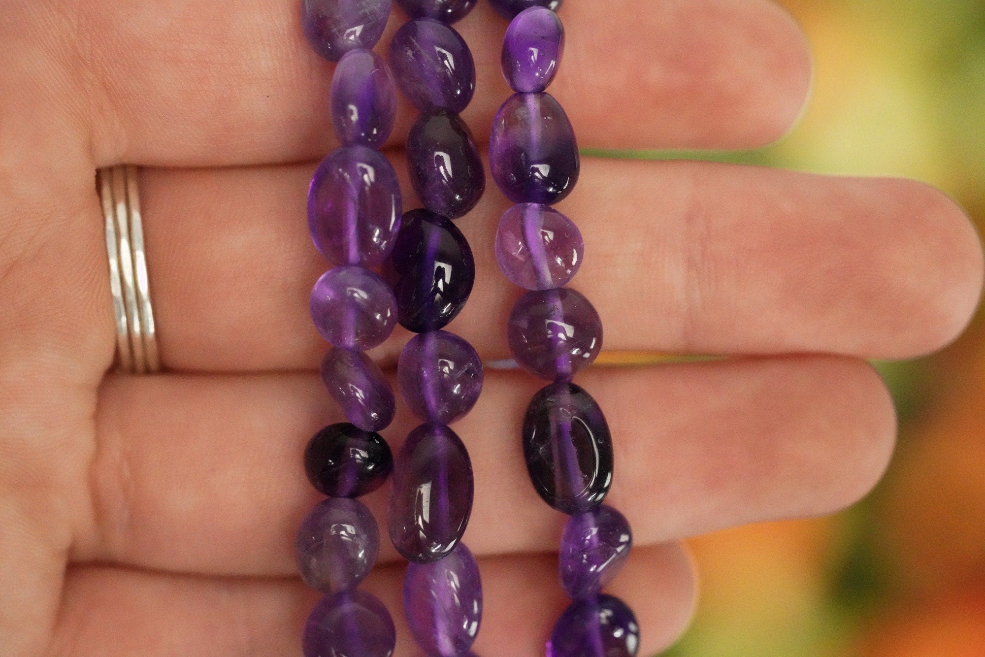 Amethyst Tumbled Stone Bracelet