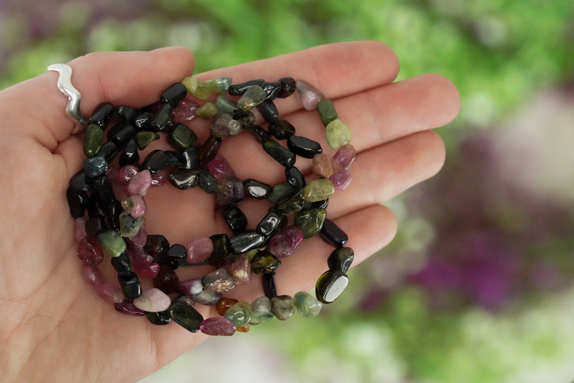 Multicolor Tourmaline Tumbled Stone Bracelet