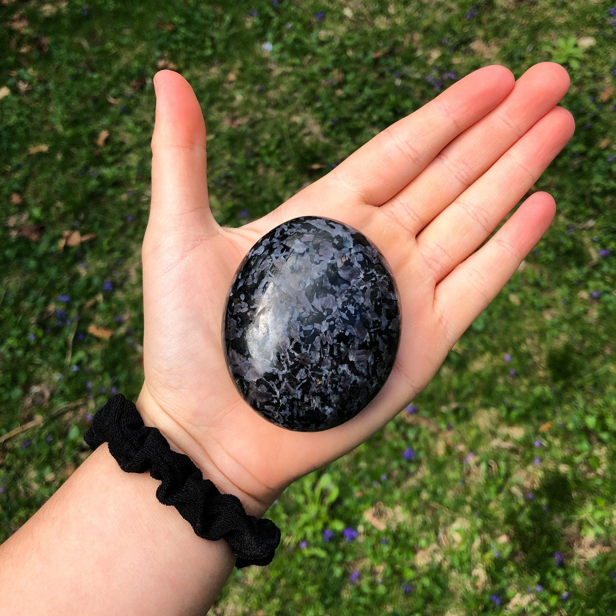 Indigo Gabbro Crystal Palm Stone Mystical Merlinite