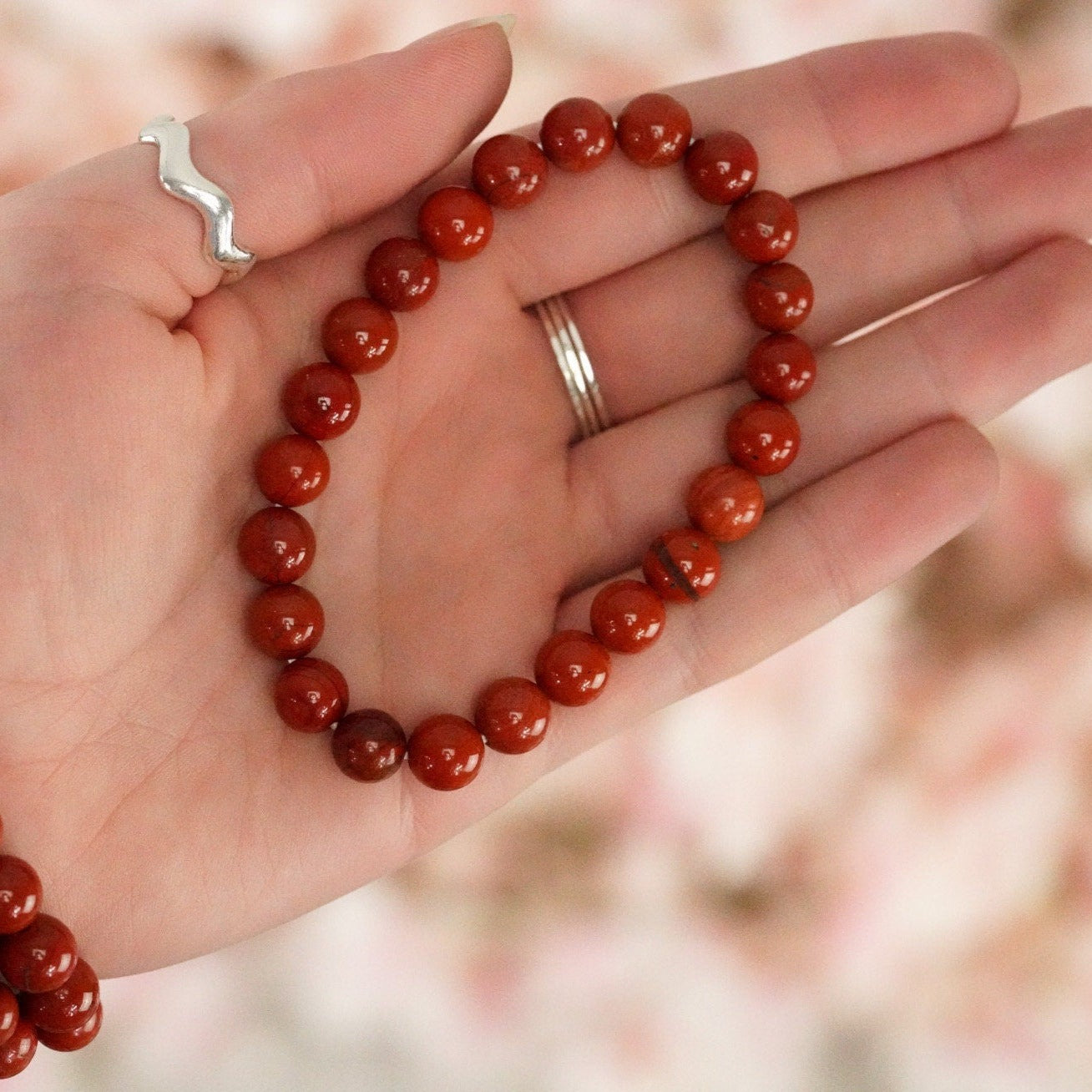 Red Jasper Bracelet 8mm Round Beads