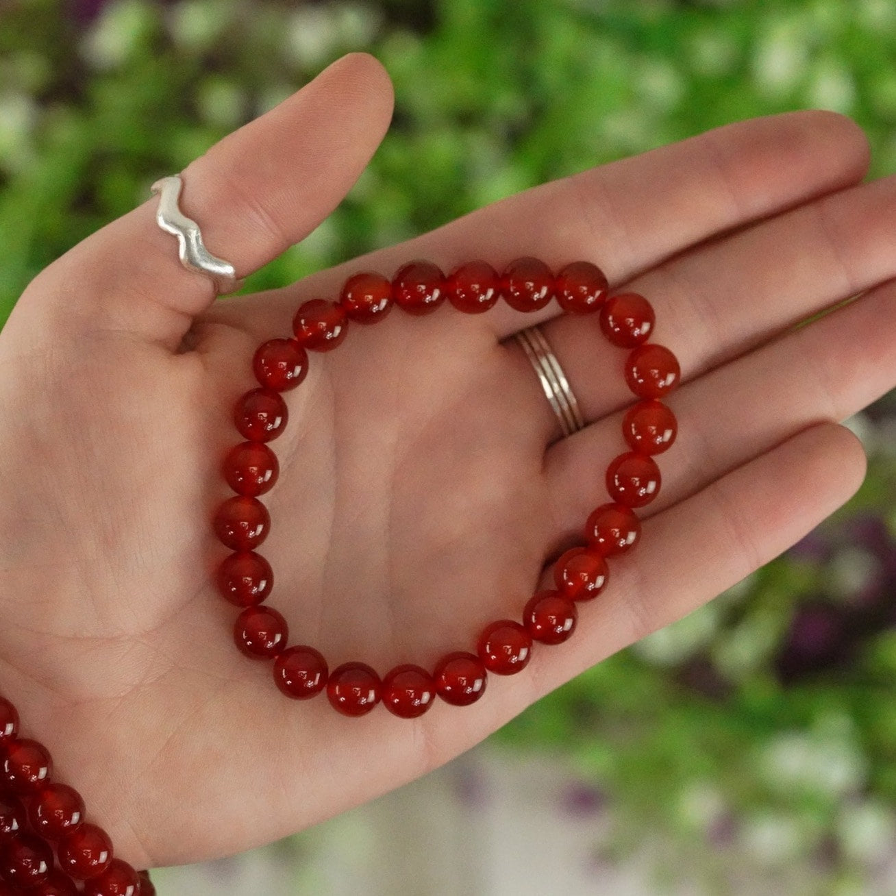 Carnelian 8mm beads Crystal Bracelet