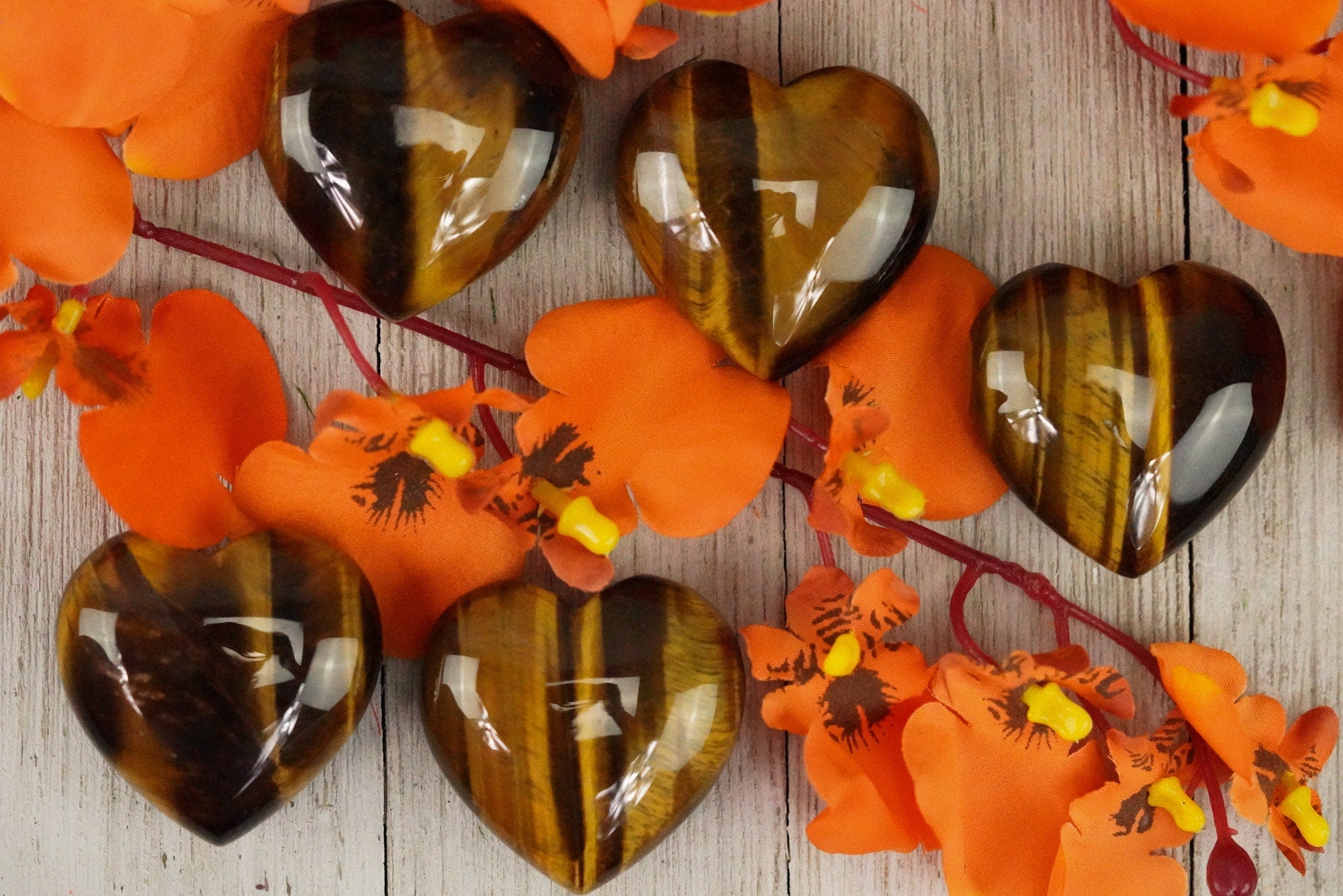 Large Tigers Eye Crystal Heart