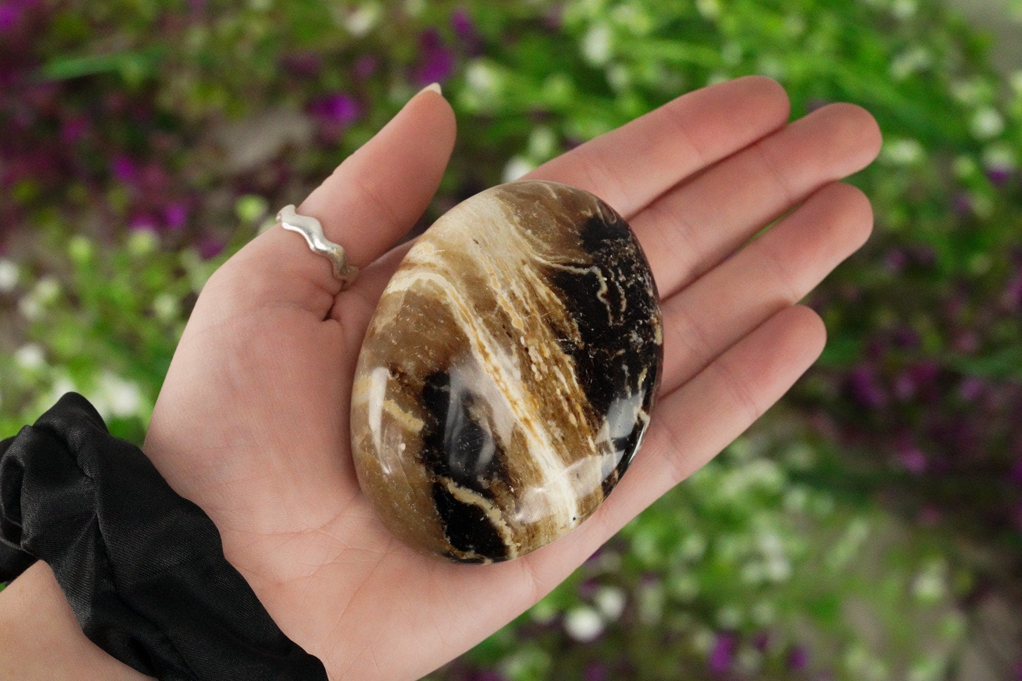 Chocolate Calcite Aragonite Palm Stone, Coffee Calcite