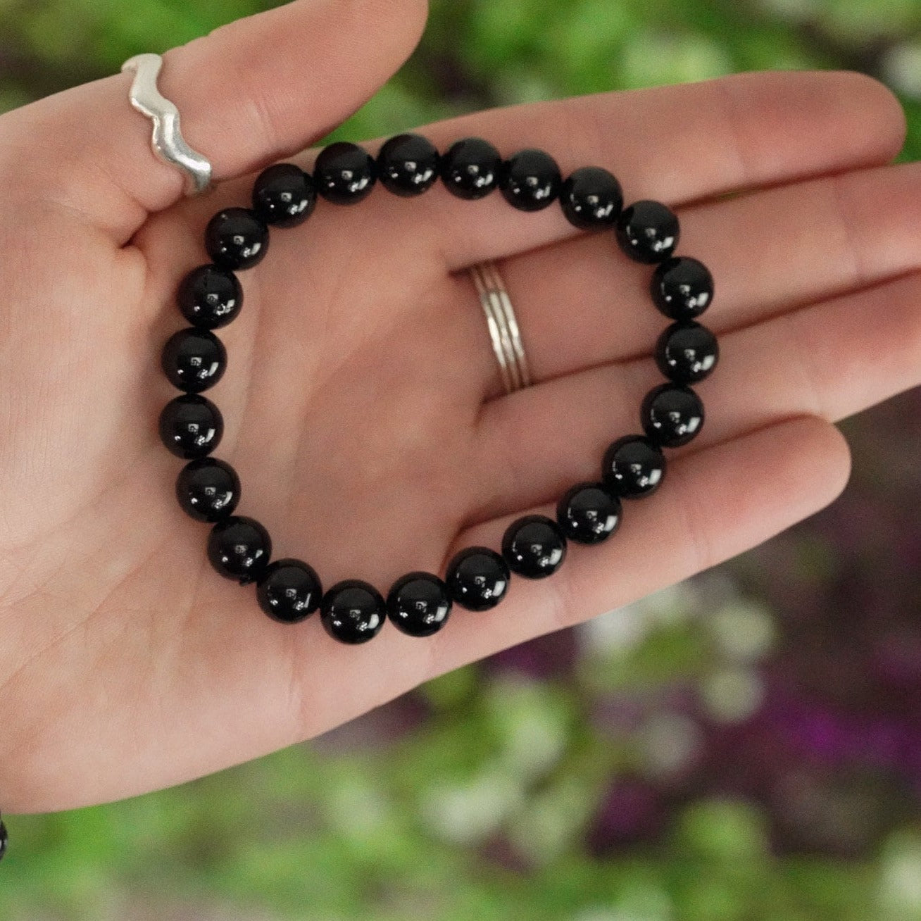 Black Tourmaline 8mm beads Stone Crystal Bracelet