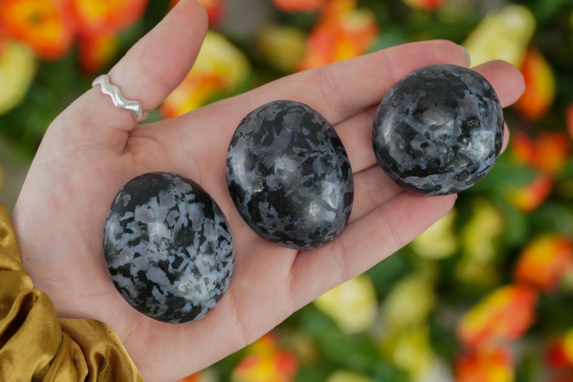 Indigo Gabbro Crystal Palm Stone Mystical Merlinite