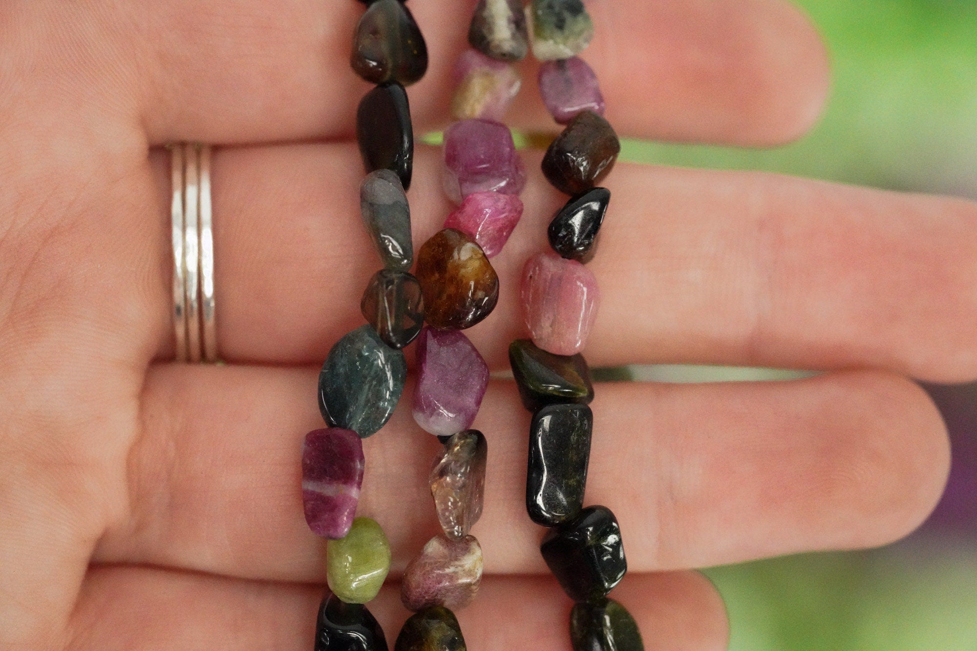 Multicolor Tourmaline Tumbled Stone Bracelet