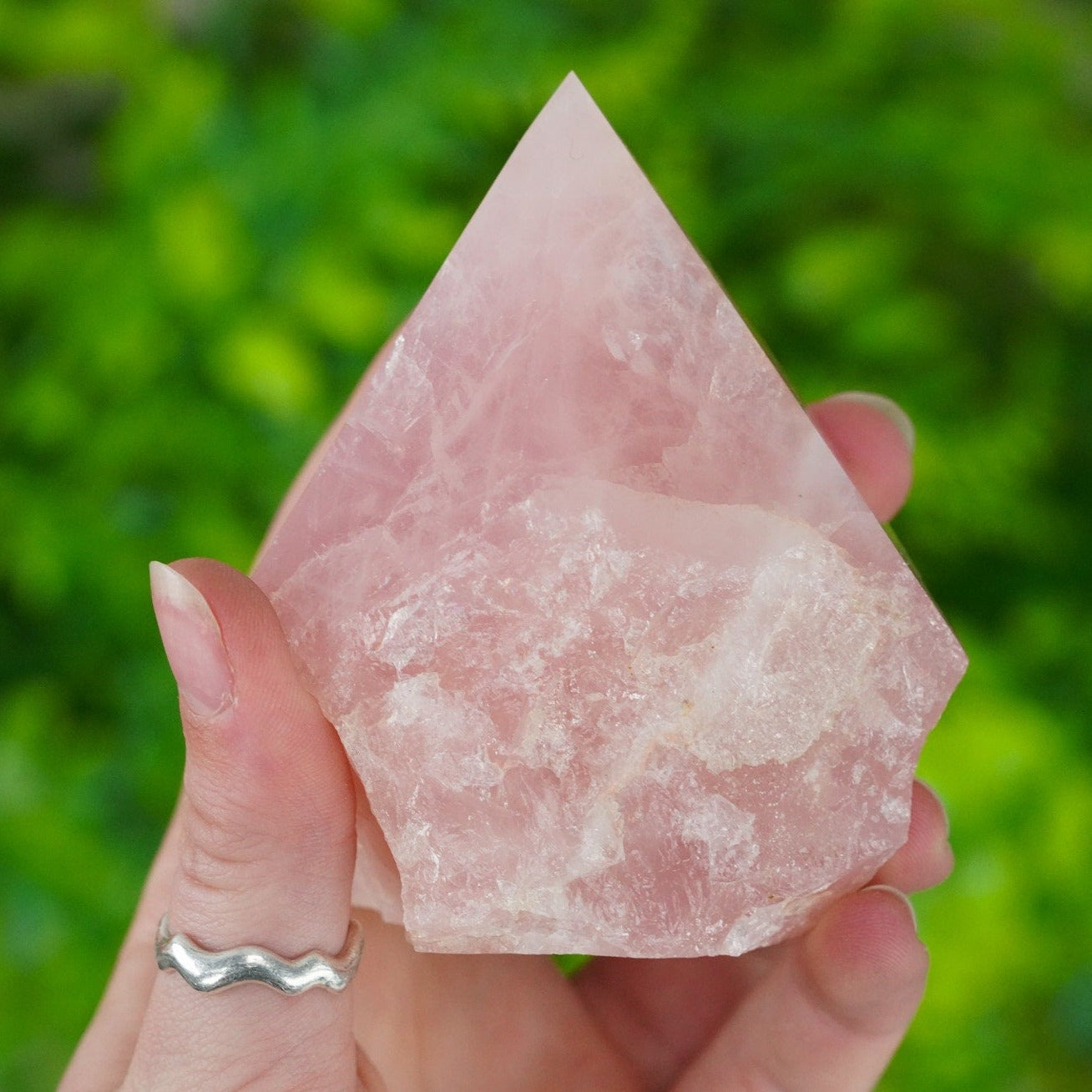 Large Raw Rose Quartz Polished Crystal Point