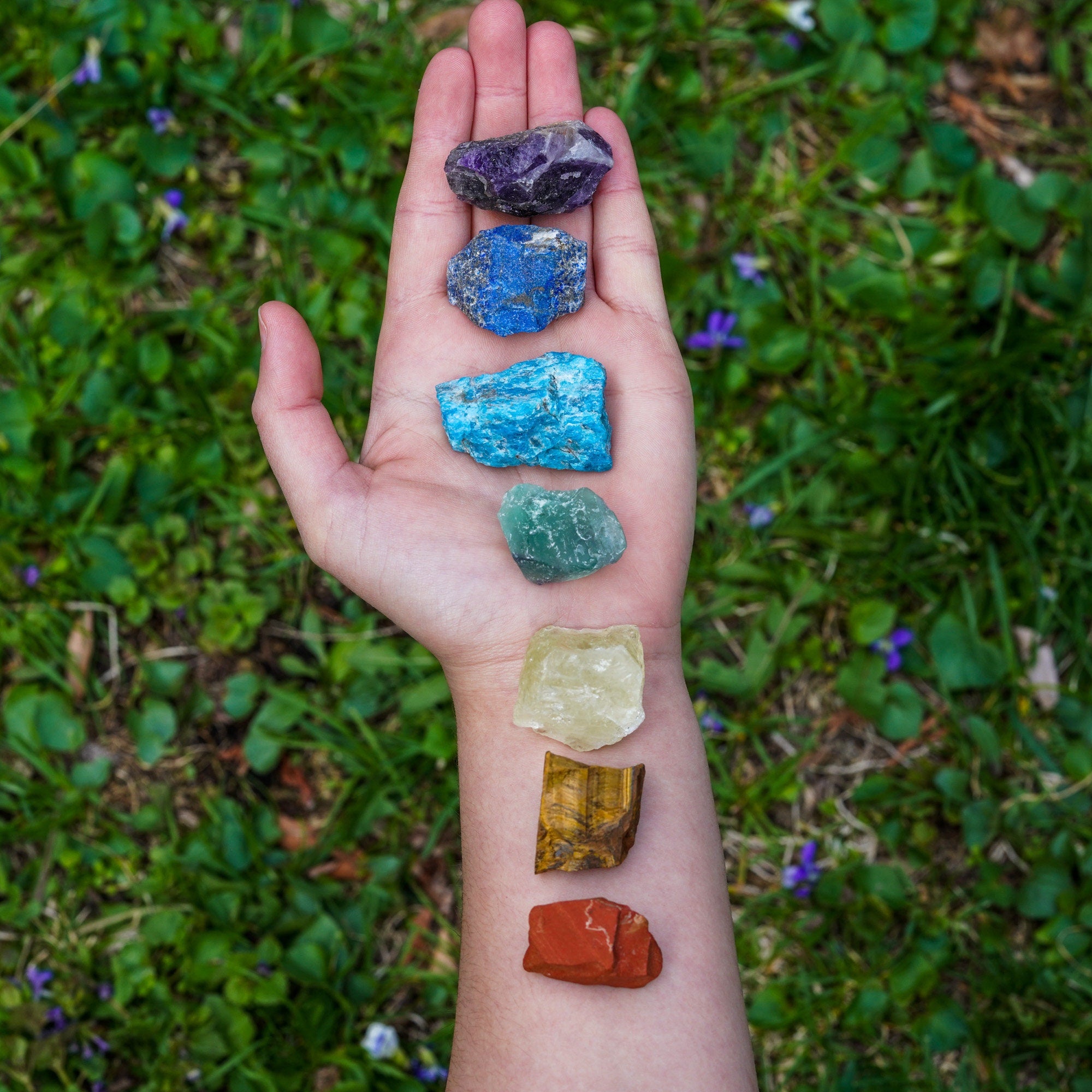 Raw Natural Crystals, Chakra Stones, 7 Piece Starter Set