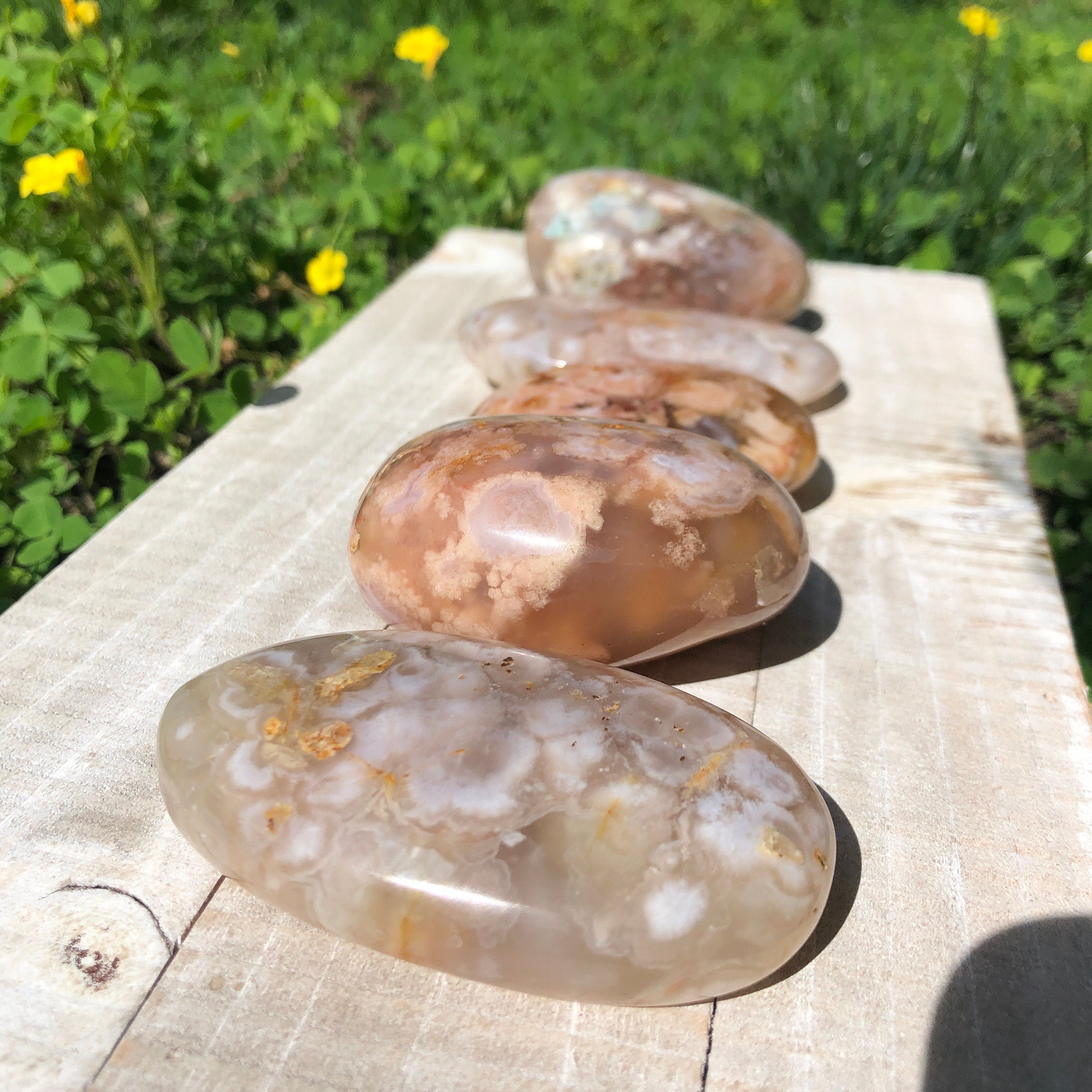 Cherry Blossom Agate Palm stone, Flower Agate, Sakura Agate