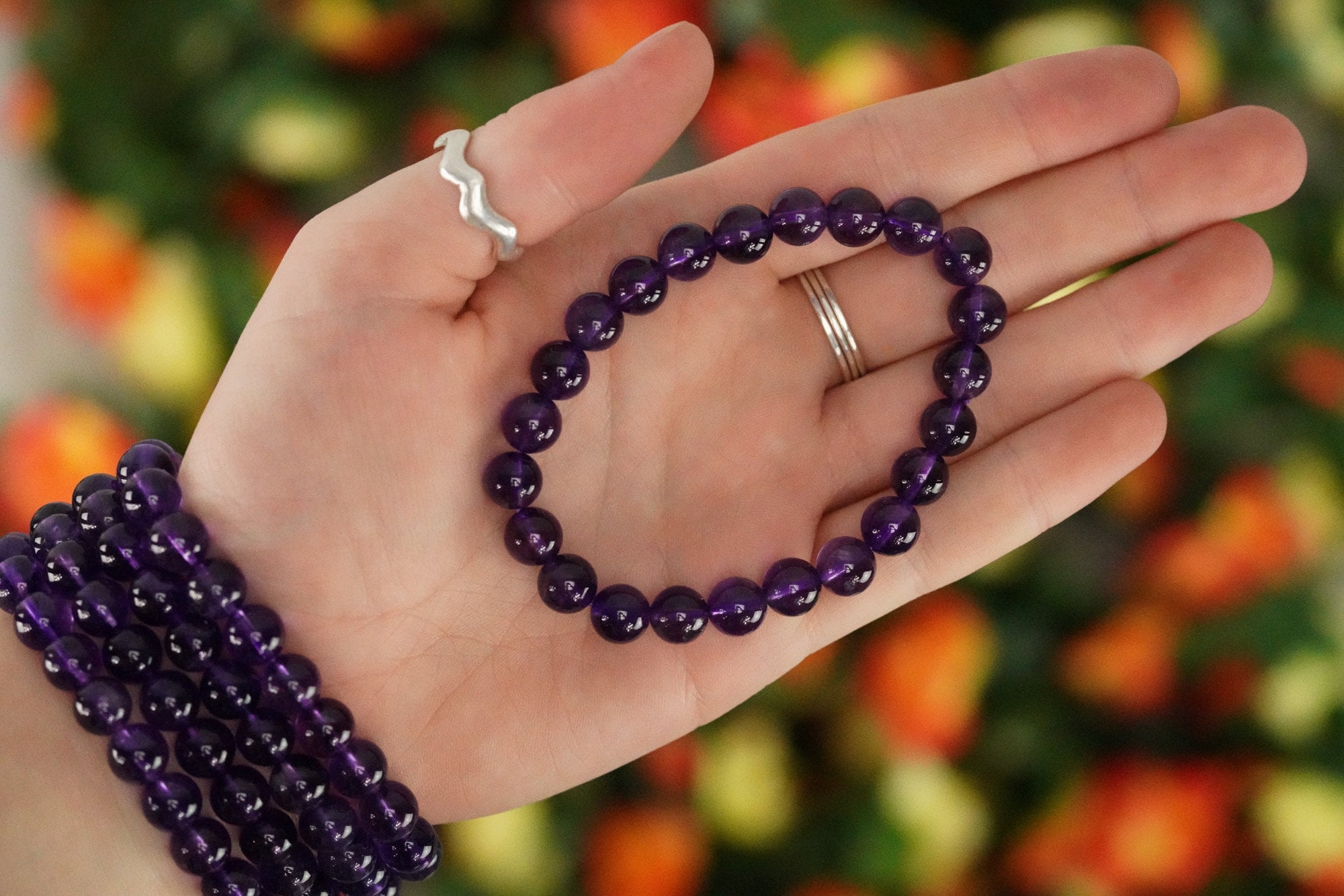 Amethyst 8mm beads Crystal Bracelet