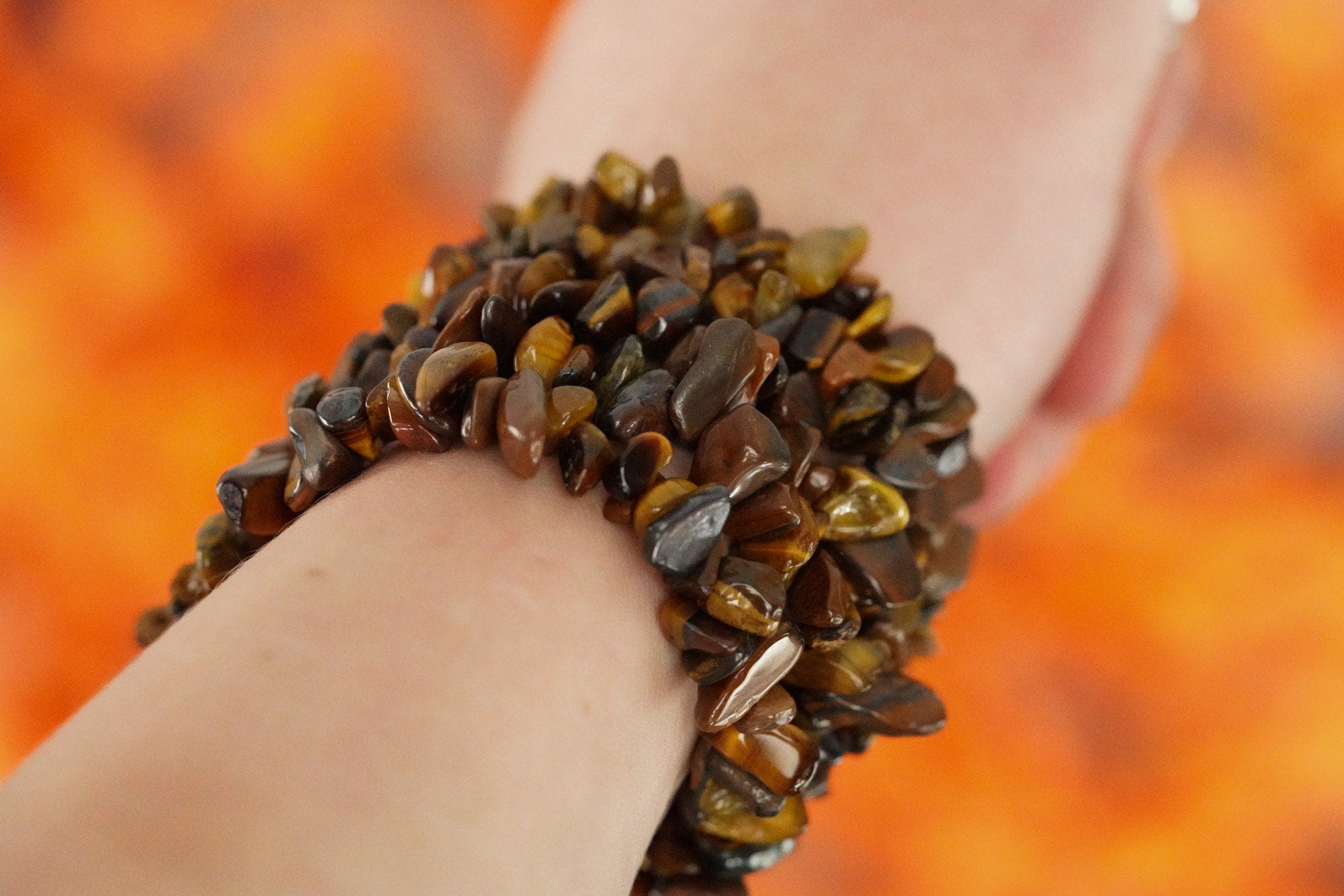 Tigers Eye Tumbled Stone Crystal Chip Bracelet