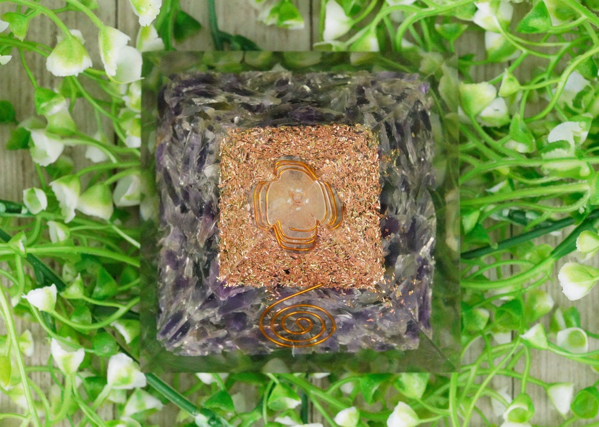 Large Amethyst Orgone Chakra Pyramid