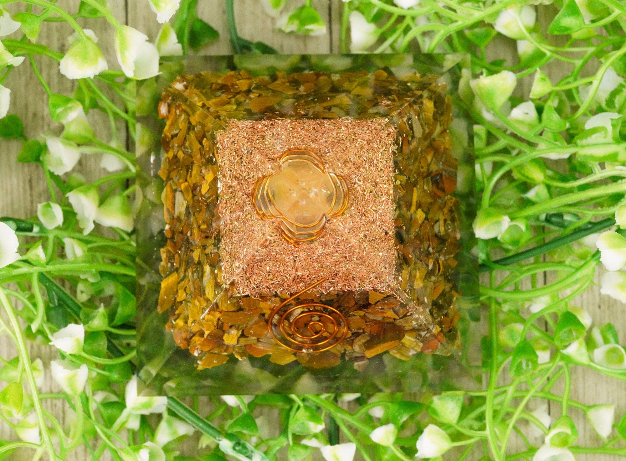 Tigers Eye Large Orgone Chakra Pyramid