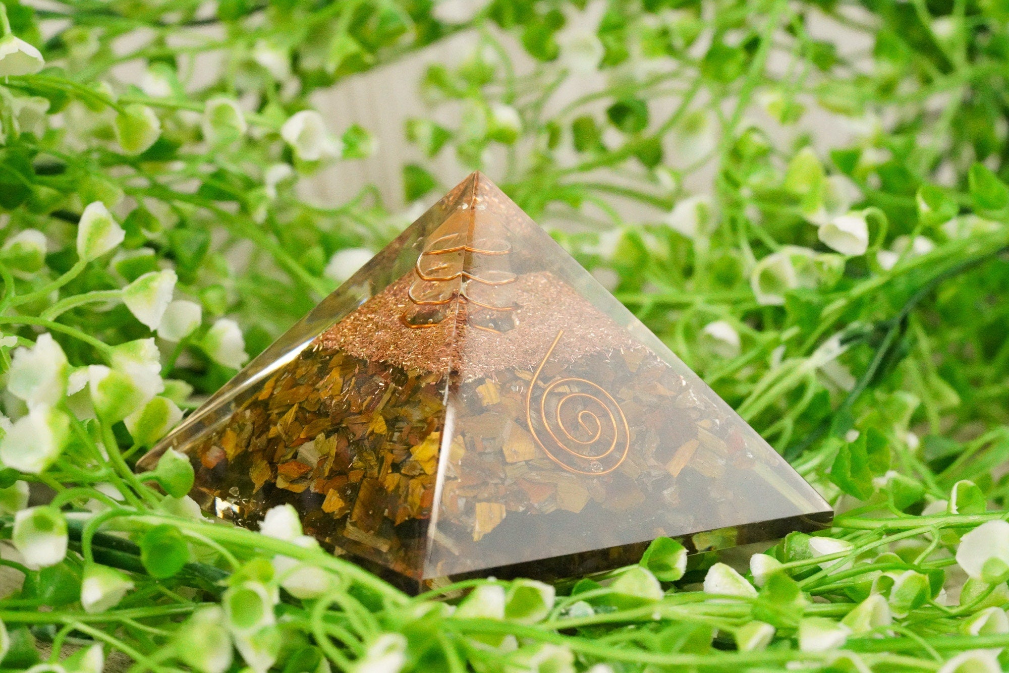 Tigers Eye Large Orgone Chakra Pyramid