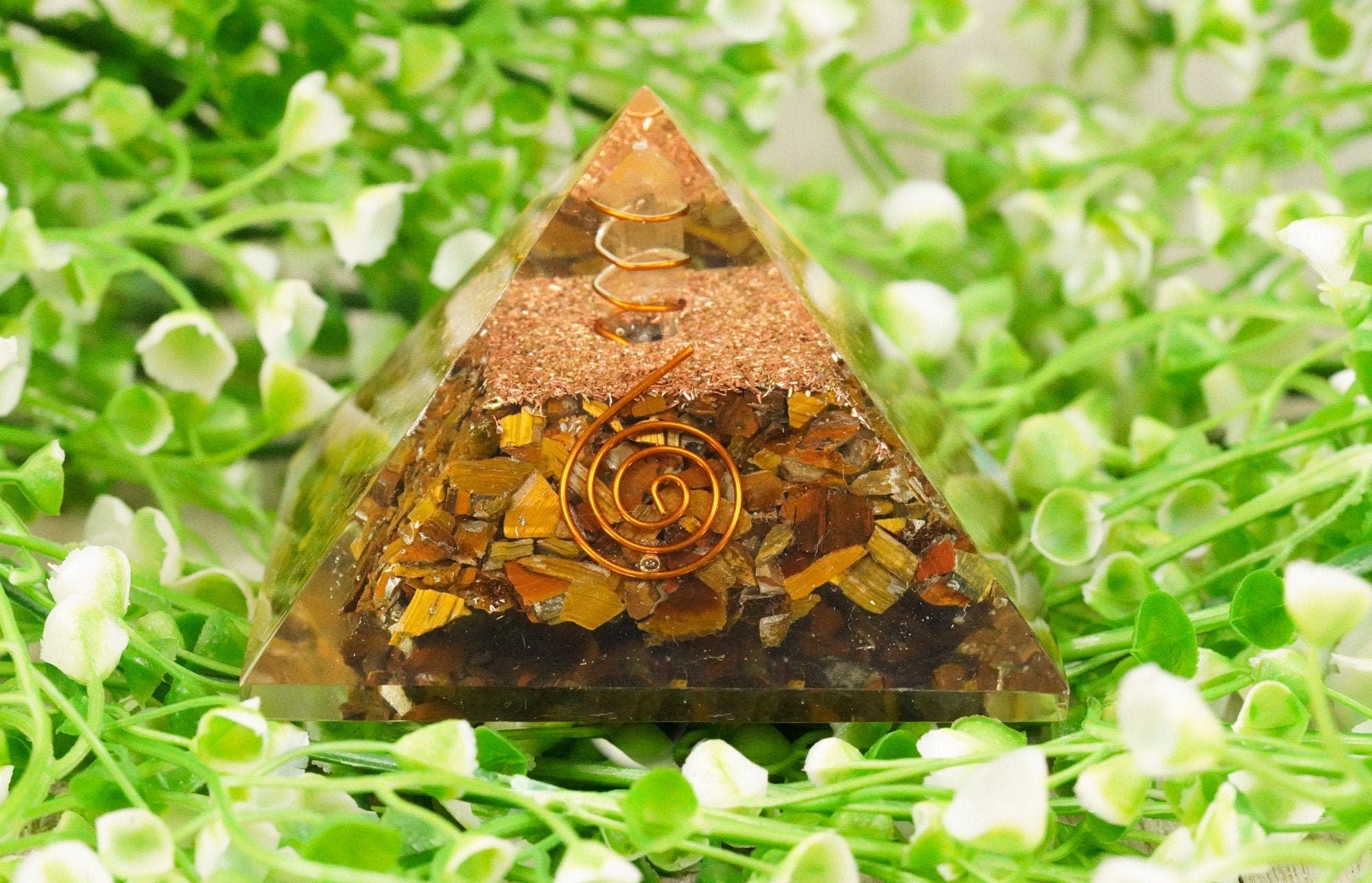 Tigers Eye Large Orgone Chakra Pyramid