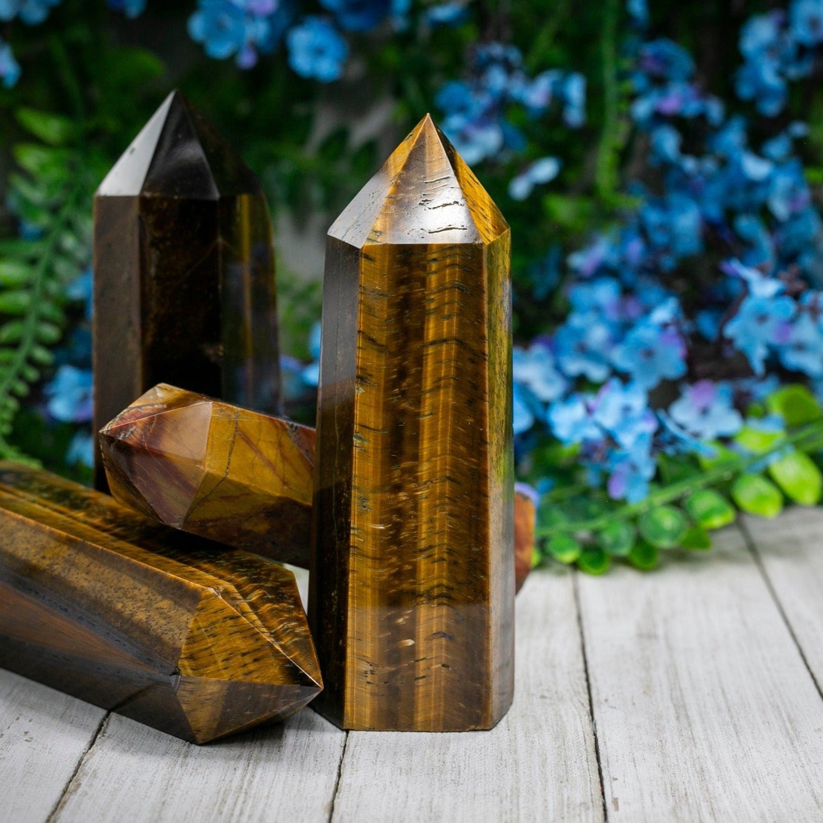 Large Tigers Eye Crystal Tower Point