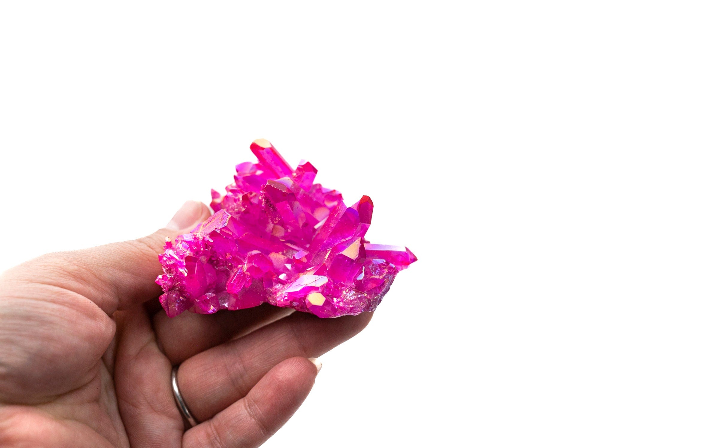 Pink Aura Quartz Crystal Cluster